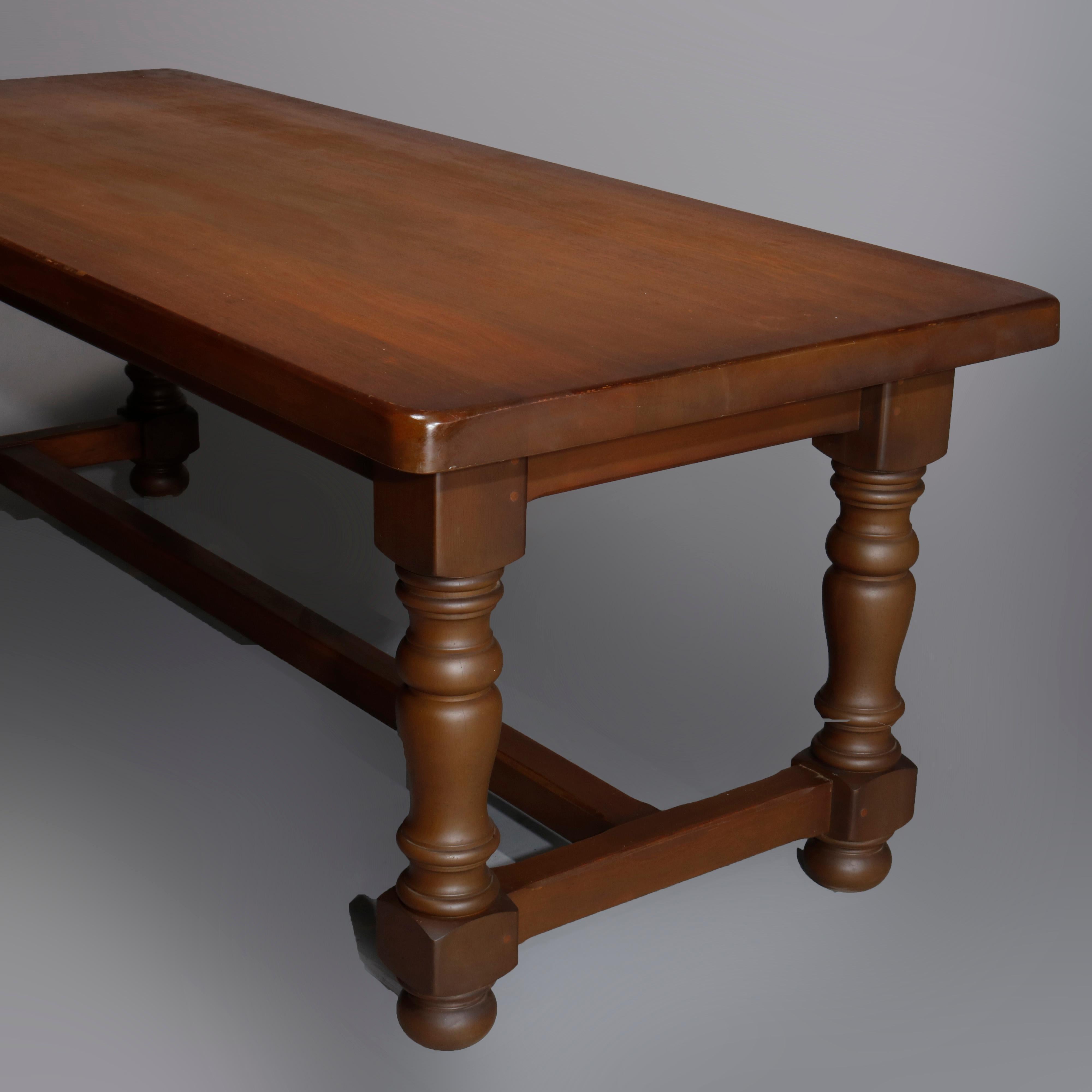 French Renaissance Style Pine Library Conference Table with Drawer, Early 20th C In Good Condition In Big Flats, NY