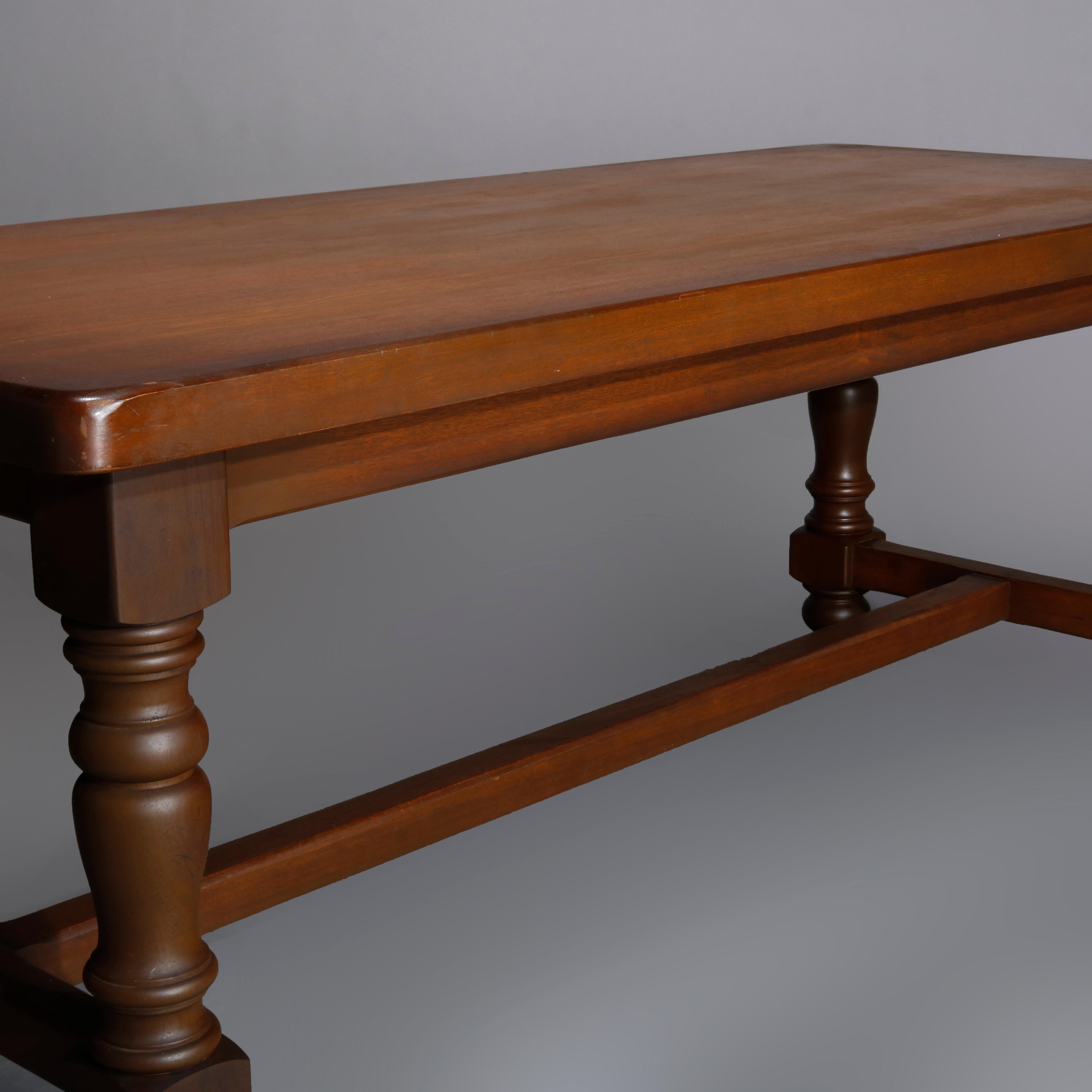 20th Century French Renaissance Style Pine Library Conference Table with Drawer, Early 20th C