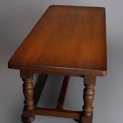 French Renaissance Style Pine Library Conference Table with Drawer, Early 20th C