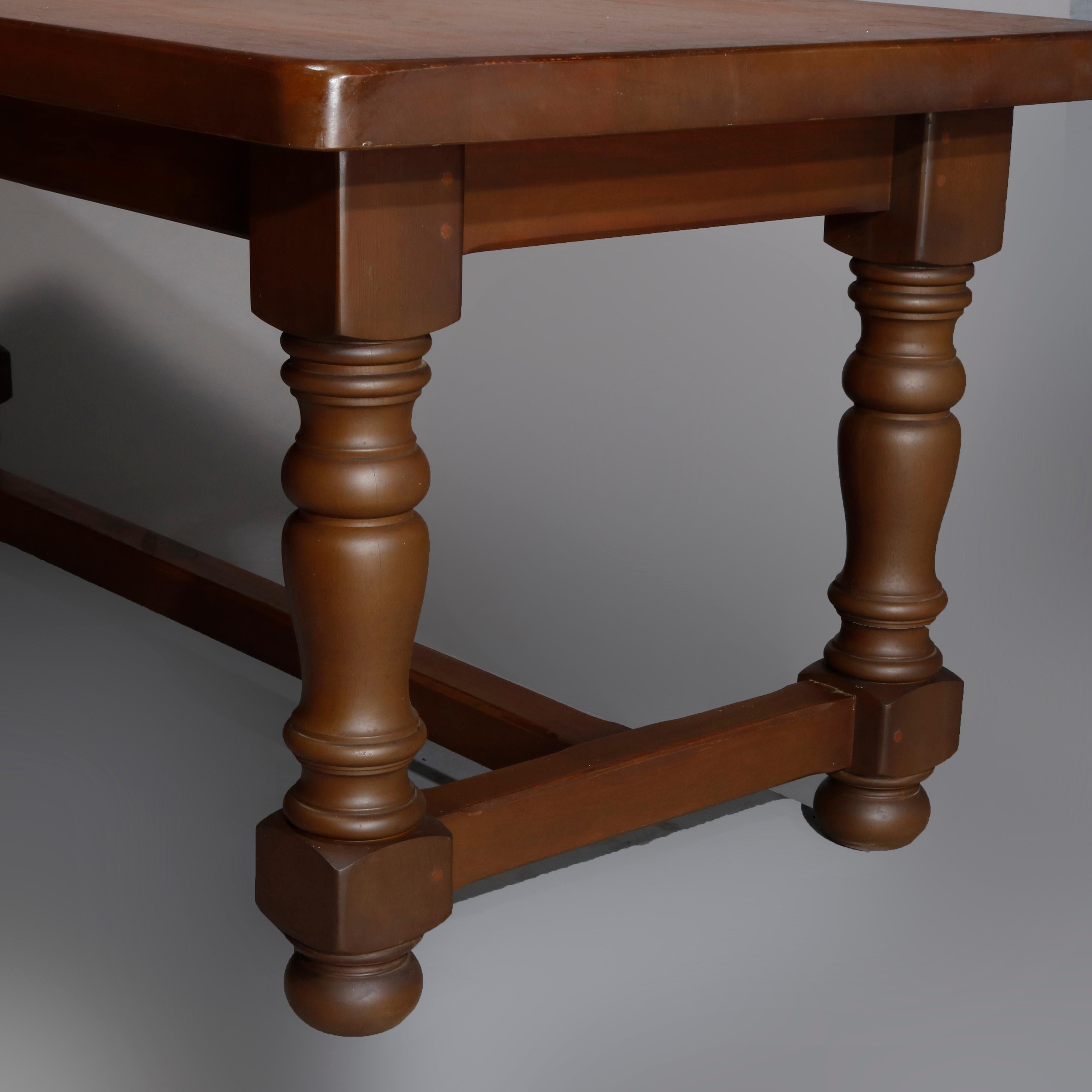 French Renaissance Style Pine Library Conference Table with Drawer, Early 20th C 1