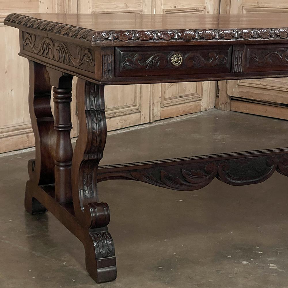 Antique French Renaissance Walnut Desk ~ Bureau Plat For Sale 3