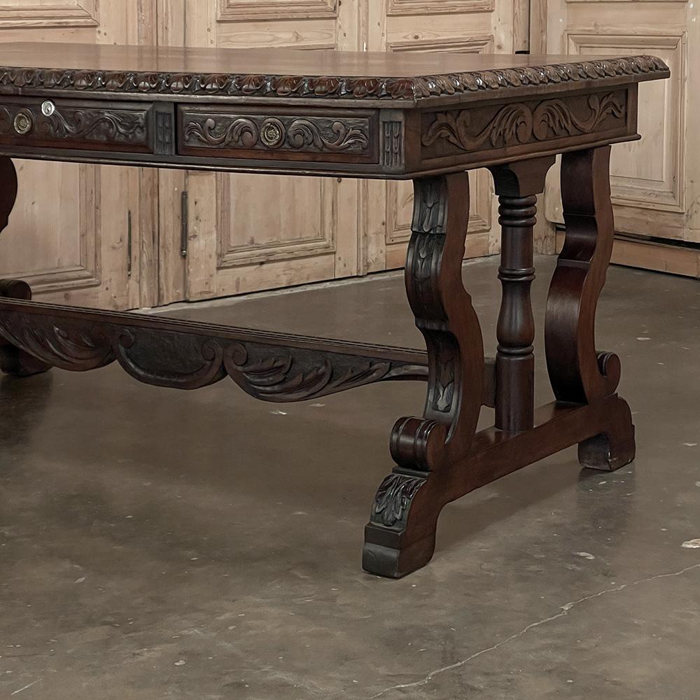 Antique French Renaissance Walnut Desk ~ Bureau Plat For Sale 8
