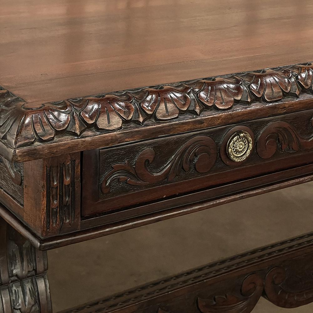 Antique French Renaissance Walnut Desk ~ Bureau Plat For Sale 12