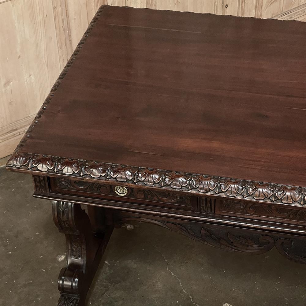 20th Century Antique French Renaissance Walnut Desk ~ Bureau Plat For Sale