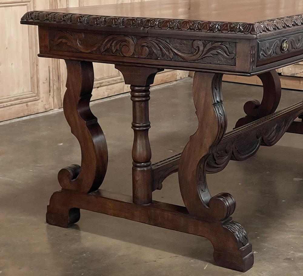 Antique French Renaissance Walnut Desk ~ Bureau Plat For Sale 2