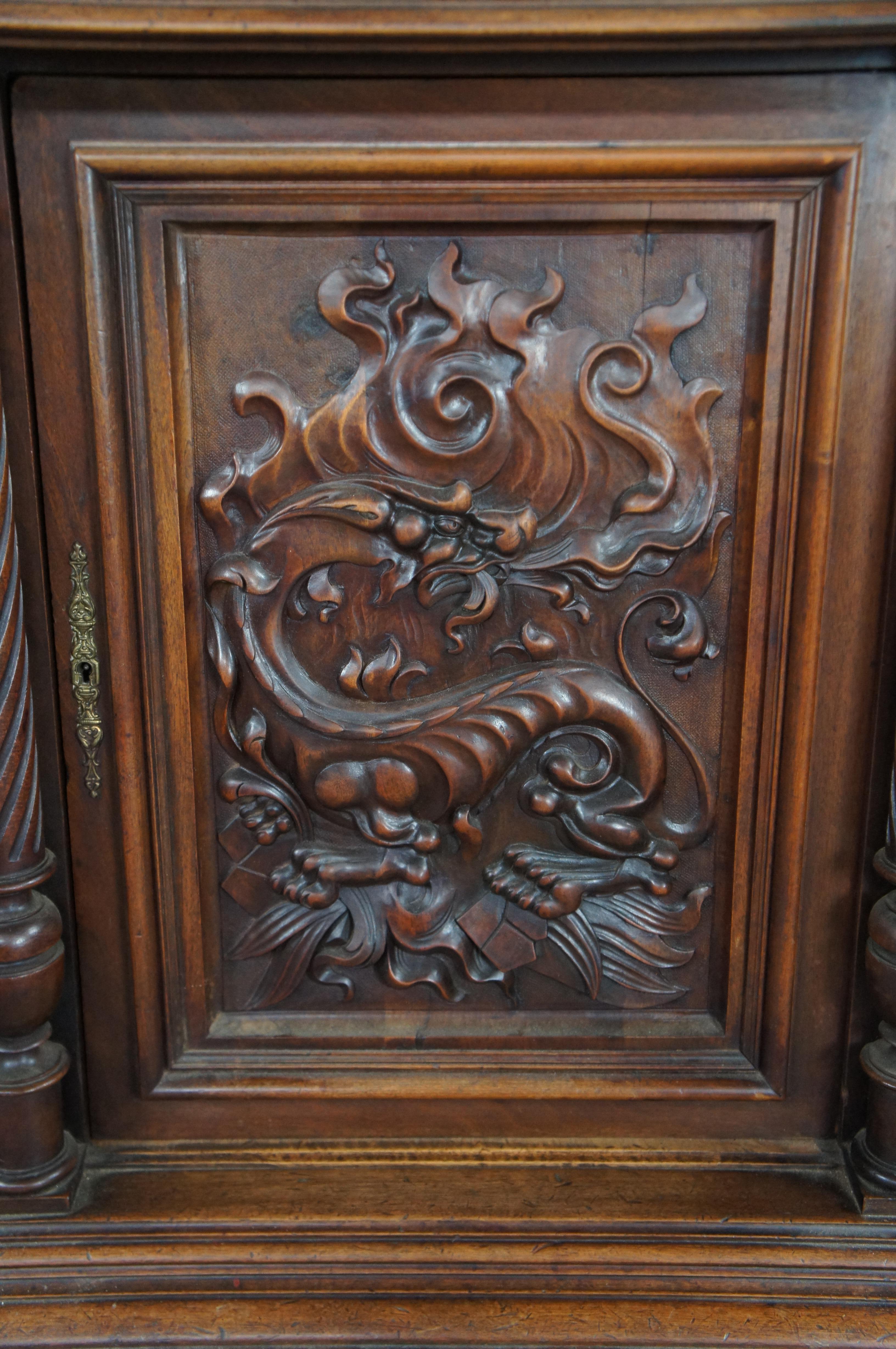 Antike French Renaissance Nussbaum Vaisselier Buffet Schrank Cupboard Hutch 105