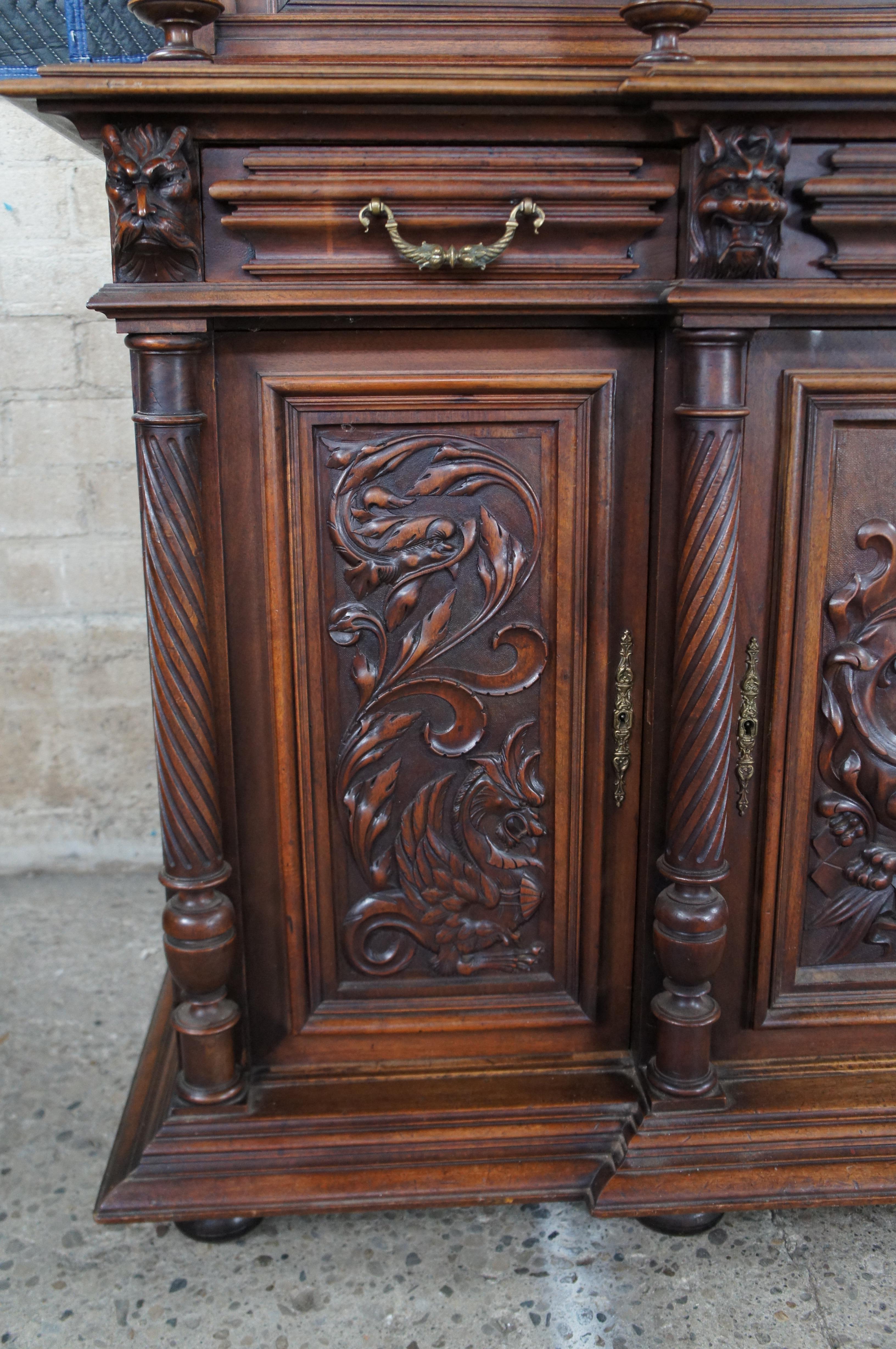 Antike French Renaissance Nussbaum Vaisselier Buffet Schrank Cupboard Hutch 105