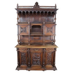 Antike French Renaissance Nussbaum Vaisselier Buffet Schrank Cupboard Hutch 105"
