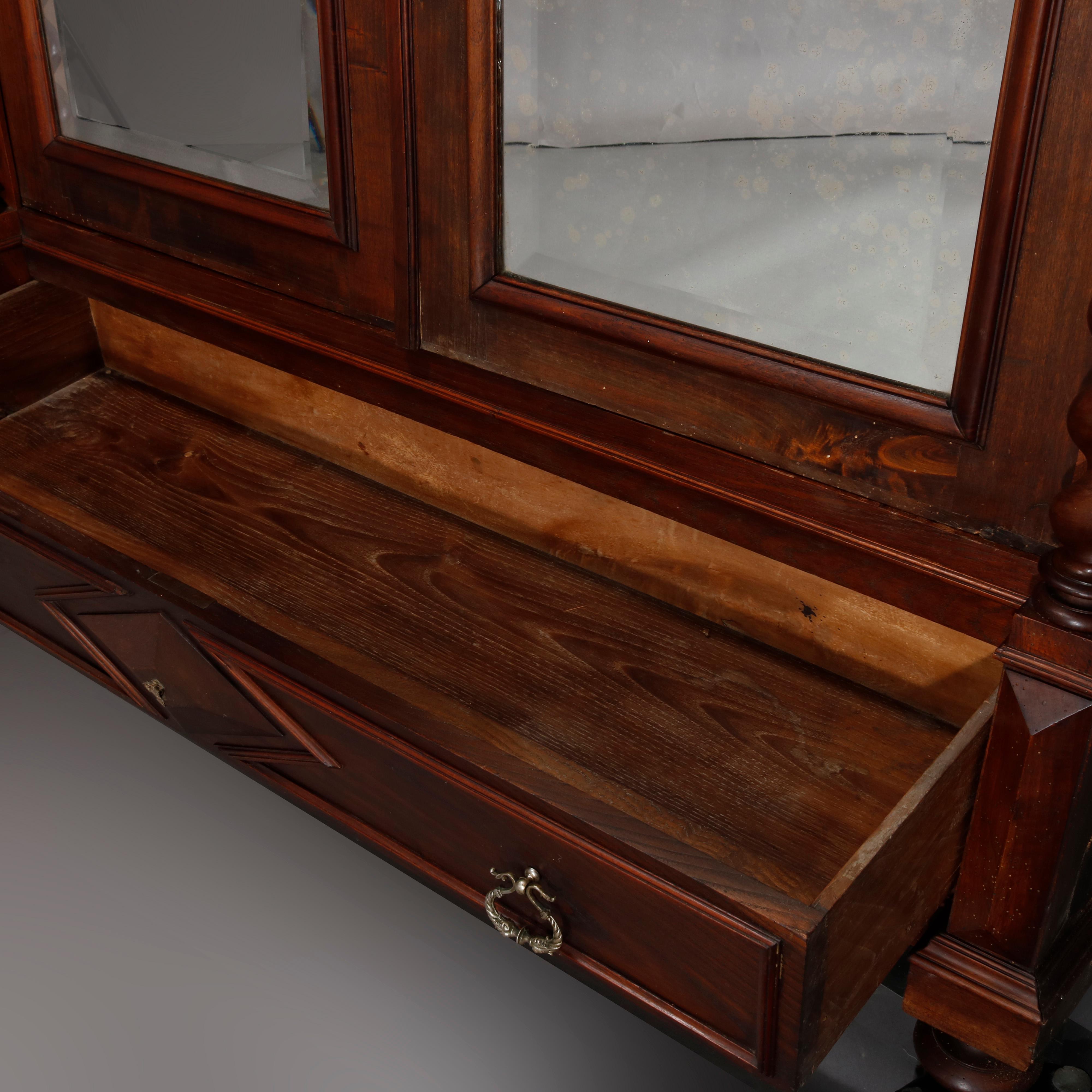 Antique French Renaissance Walnut Wardrobe with Barley Twist Columns, circa 1890 5