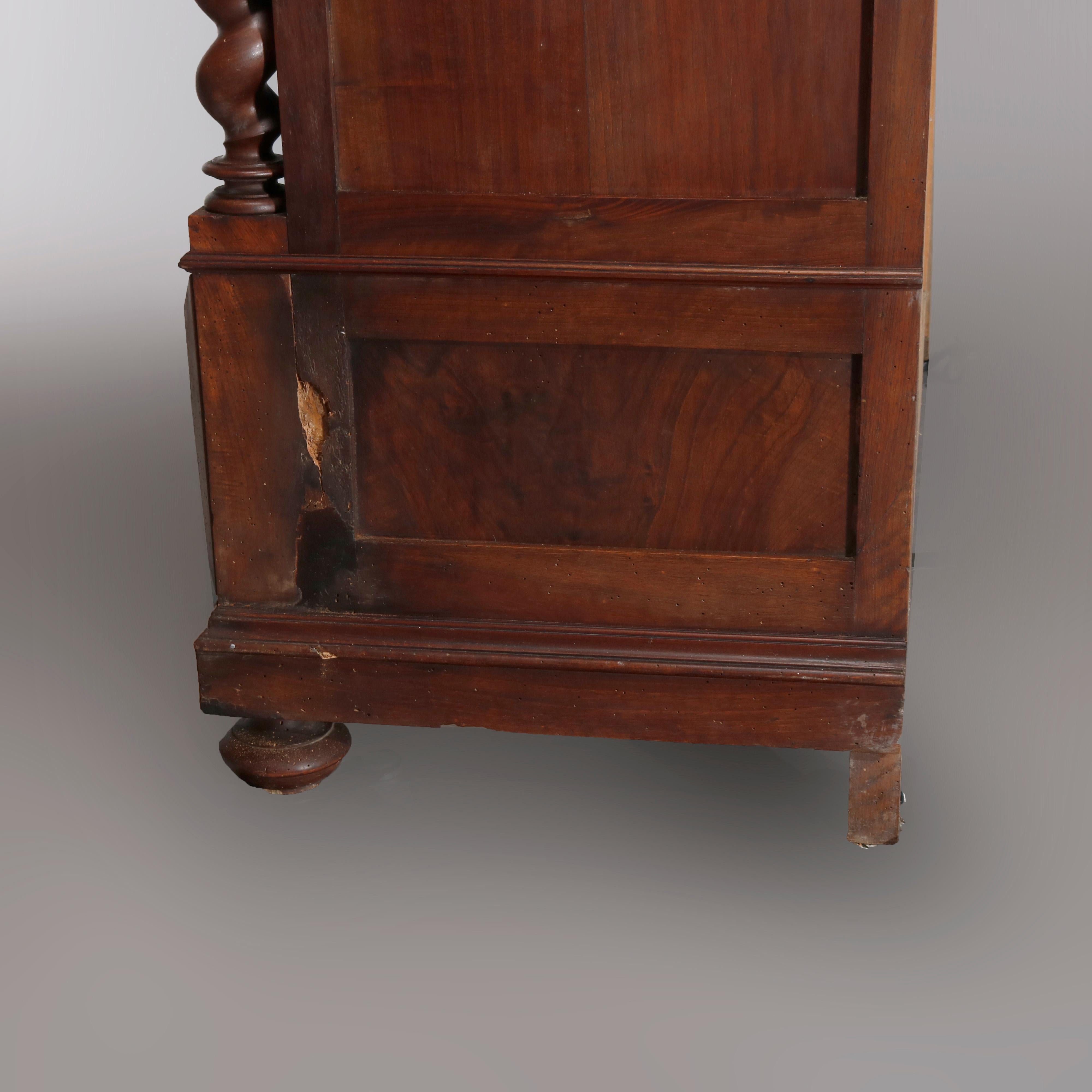 Antique French Renaissance Walnut Wardrobe with Barley Twist Columns, circa 1890 7