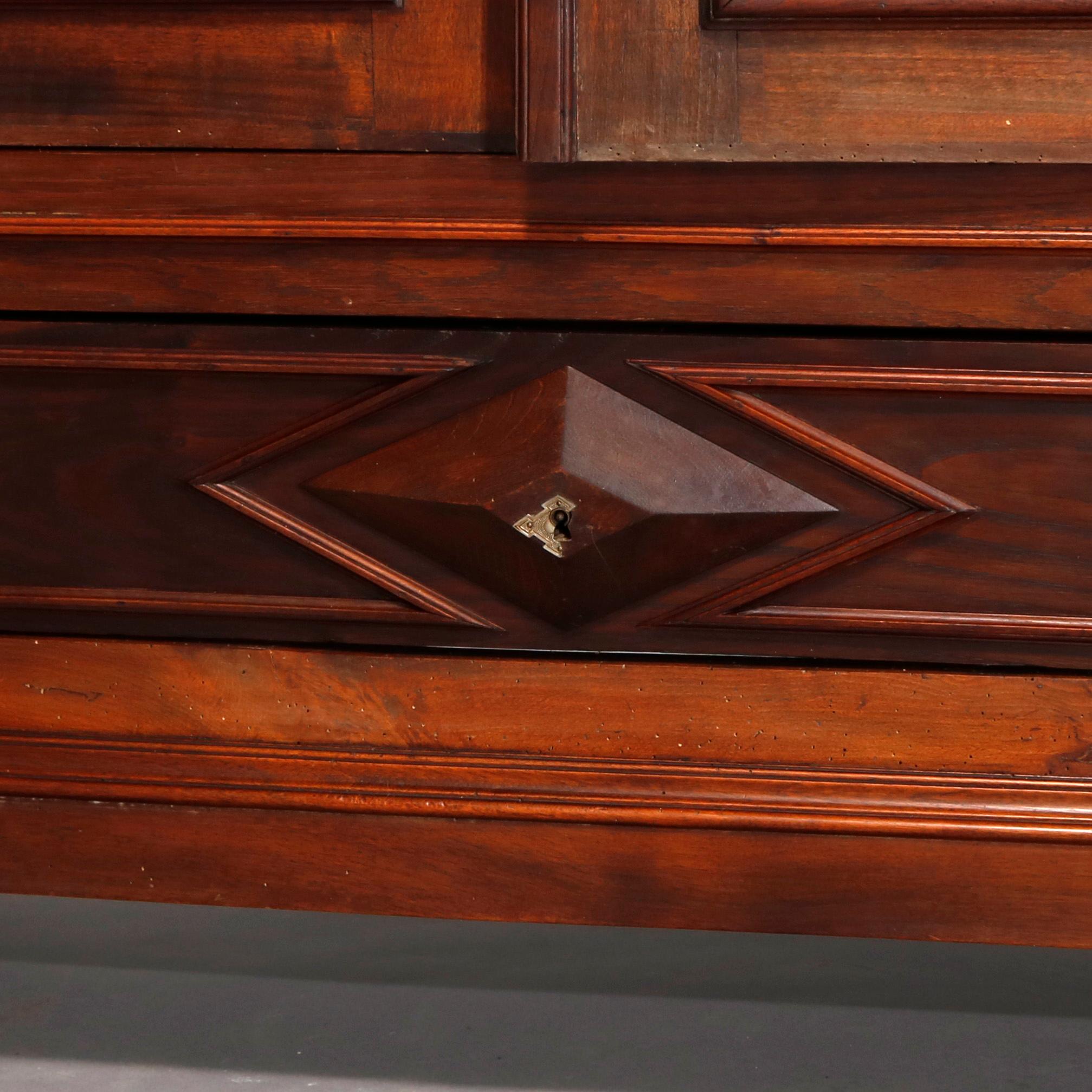 Antique French Renaissance Walnut Wardrobe with Barley Twist Columns, circa 1890 In Good Condition In Big Flats, NY