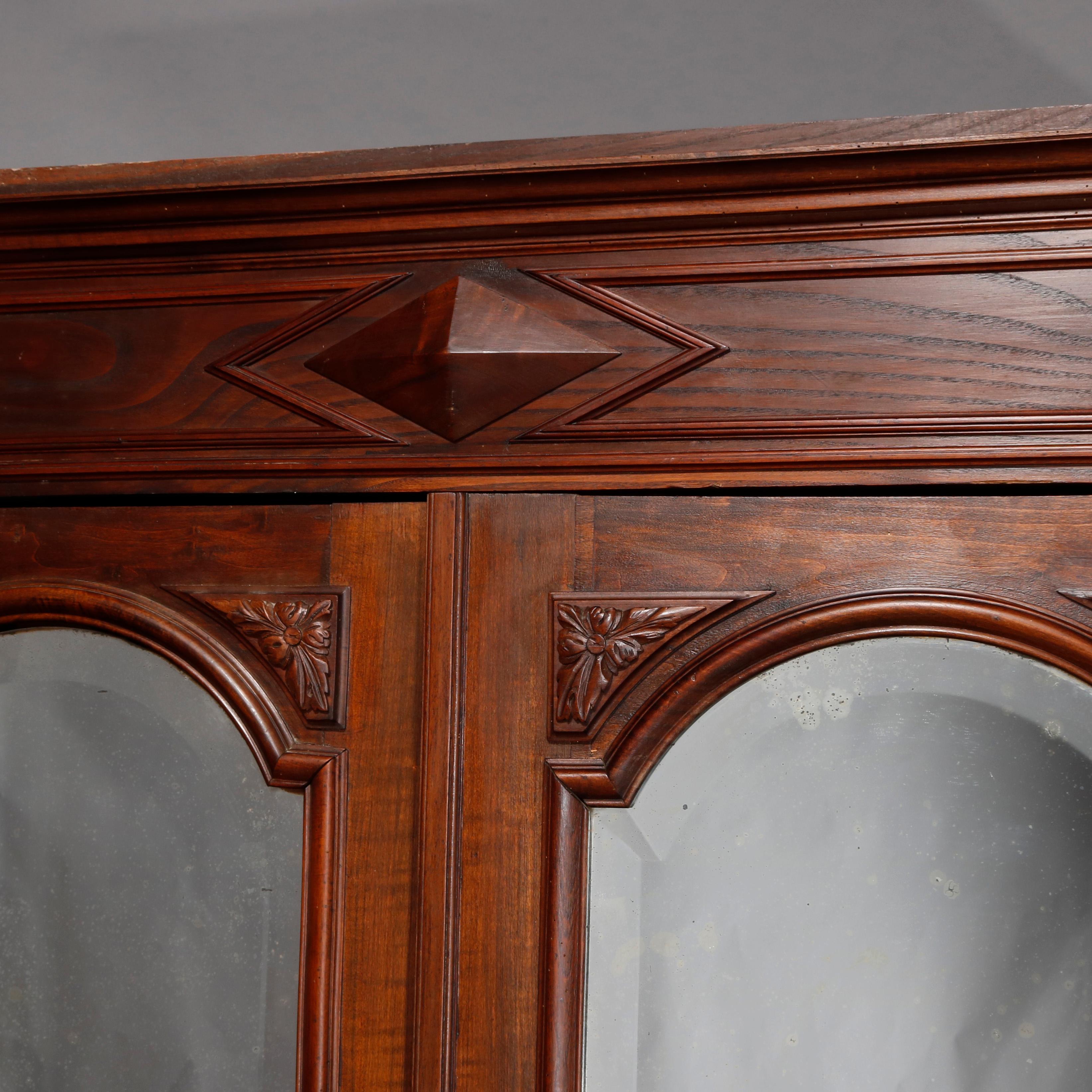 Mirror Antique French Renaissance Walnut Wardrobe with Barley Twist Columns, circa 1890