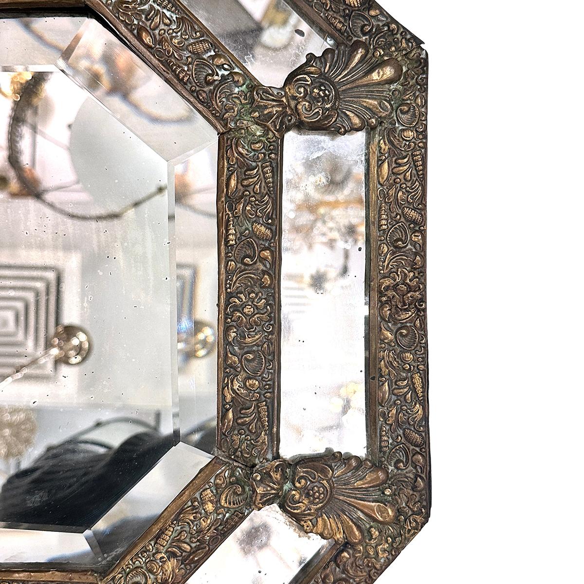 Antique French Repousse Mirror In Good Condition For Sale In New York, NY