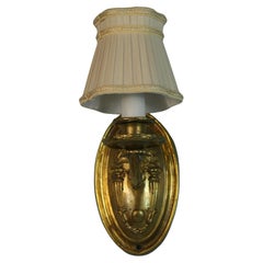 Antique French   Repousse Pair  Brass Sconces with Custom Shades, circa 1920