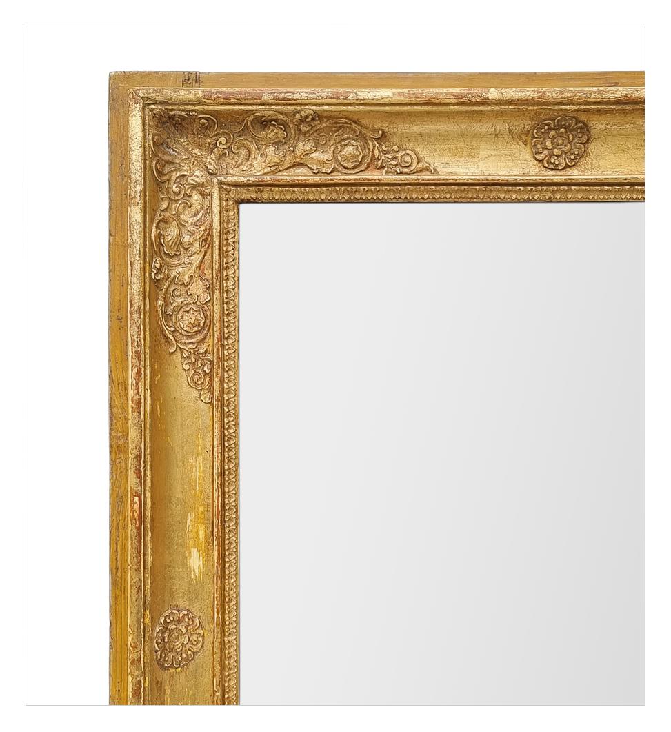 Mid-19th Century Antique French Restauration Period Giltwood Mirror, circa 1830 For Sale