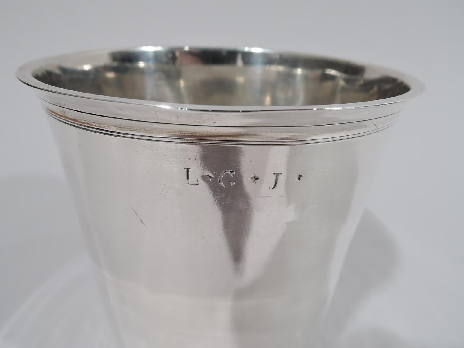 19th Century Antique French Restauration Silver Beaker by Theodor Tonnelier