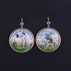 Antique French Revolution Button Earrings of 14k Gold
