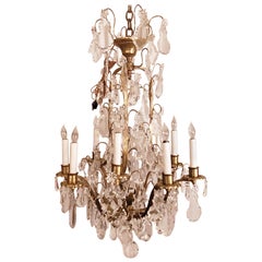 Antique French Richly Draped Baccarat Crystal and Ormolu Chandelier