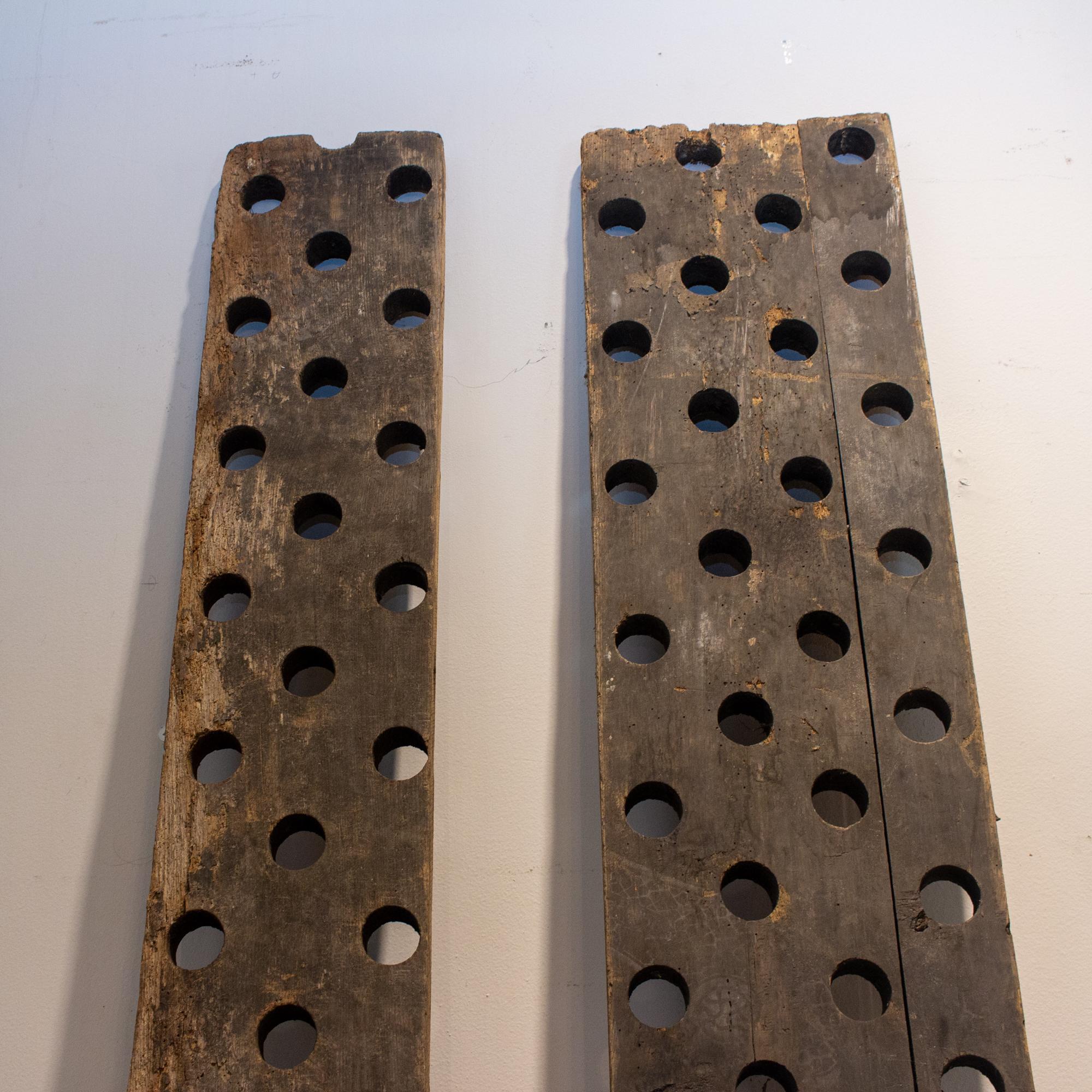 Antique French Riddling Racks, Pair Available In Distressed Condition In Houston, TX