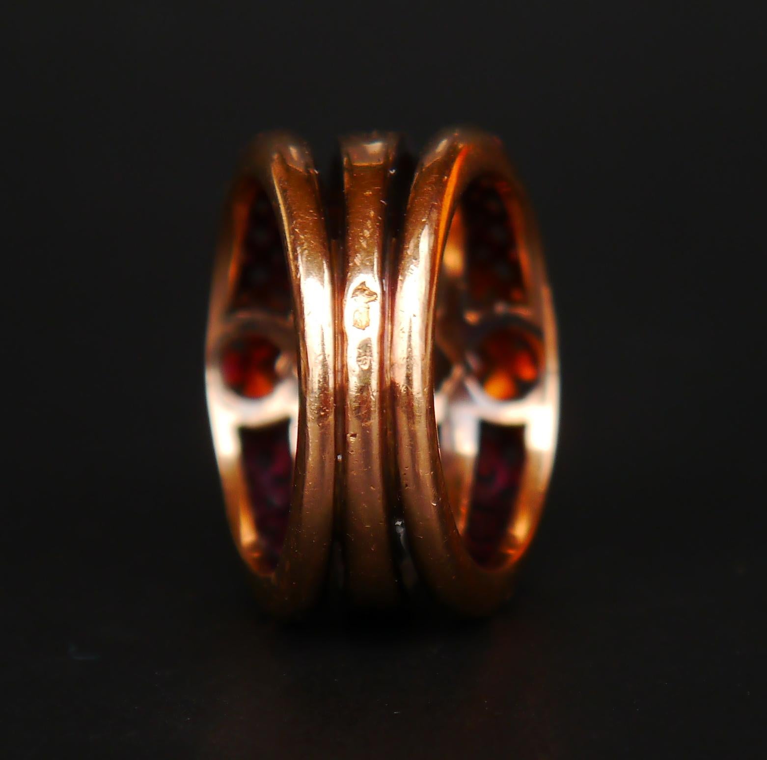 Anello Antique French con rubino naturale e diamanti in oro rosa 14K  Ø 6,25US / 12gr in vendita 12