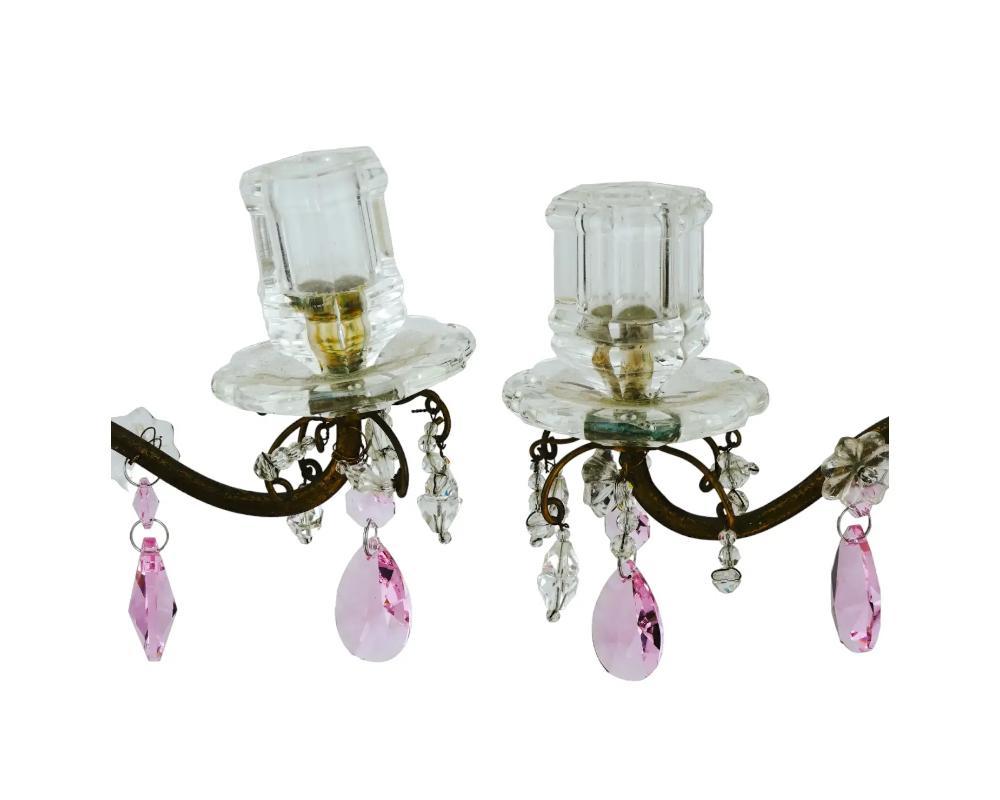   Antique Exceptional Pair of French Rock Crystal Bronze Candelabras Candlestick For Sale 3