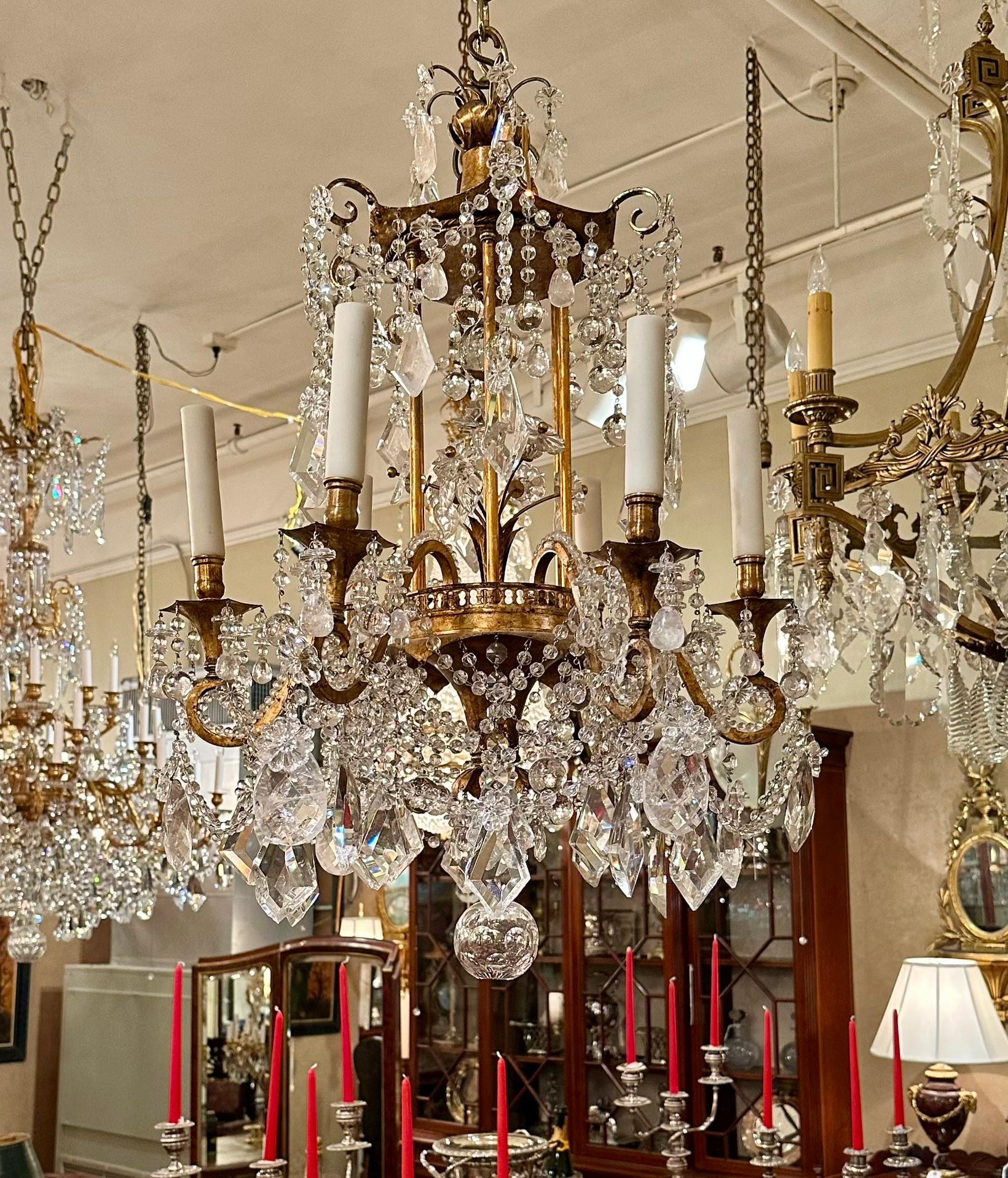 Antique French Rock Crystal Beaded Chandelier, Circa 1890's en vente 4