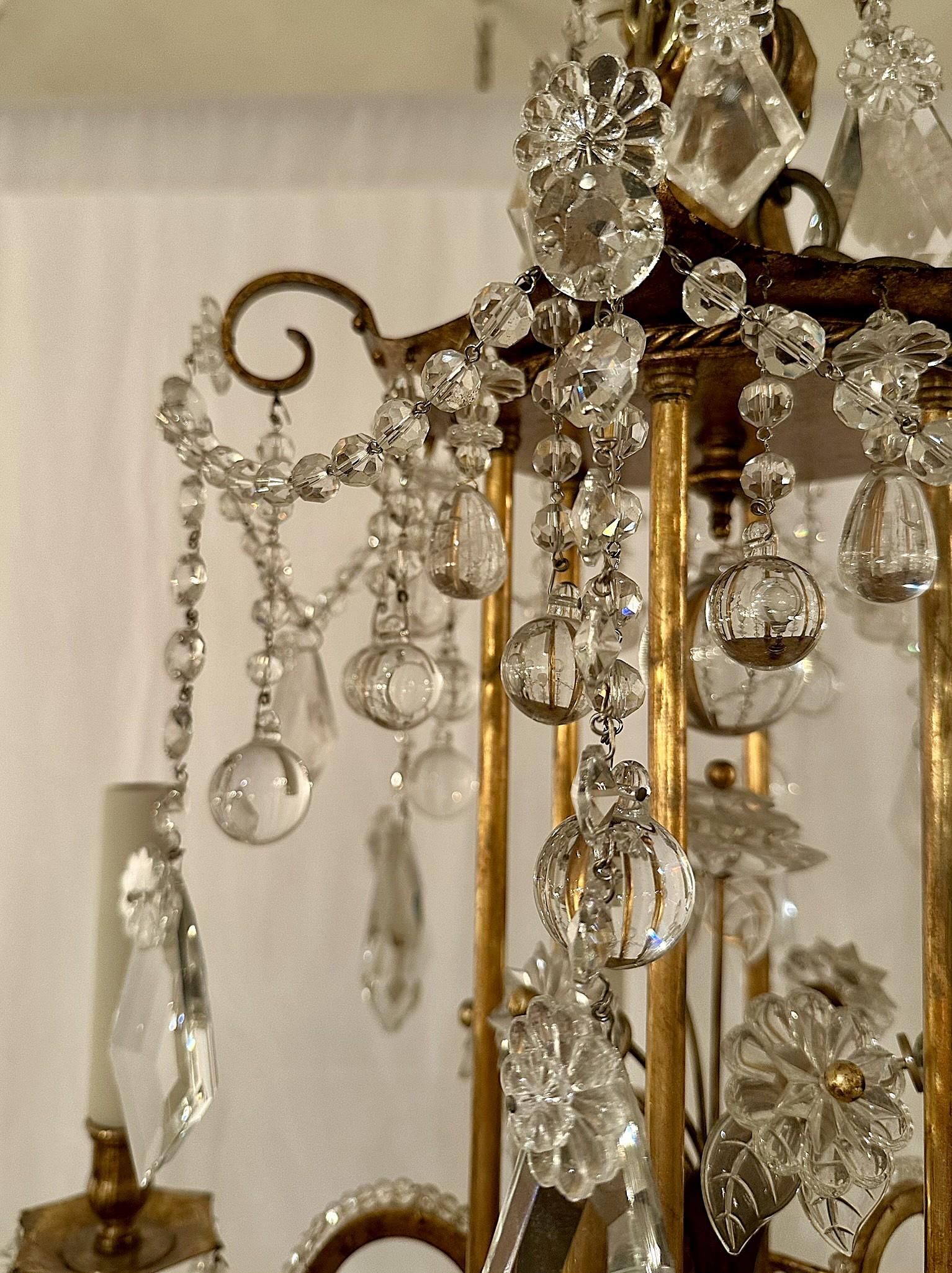 Français Antique French Rock Crystal Beaded Chandelier, Circa 1890's en vente