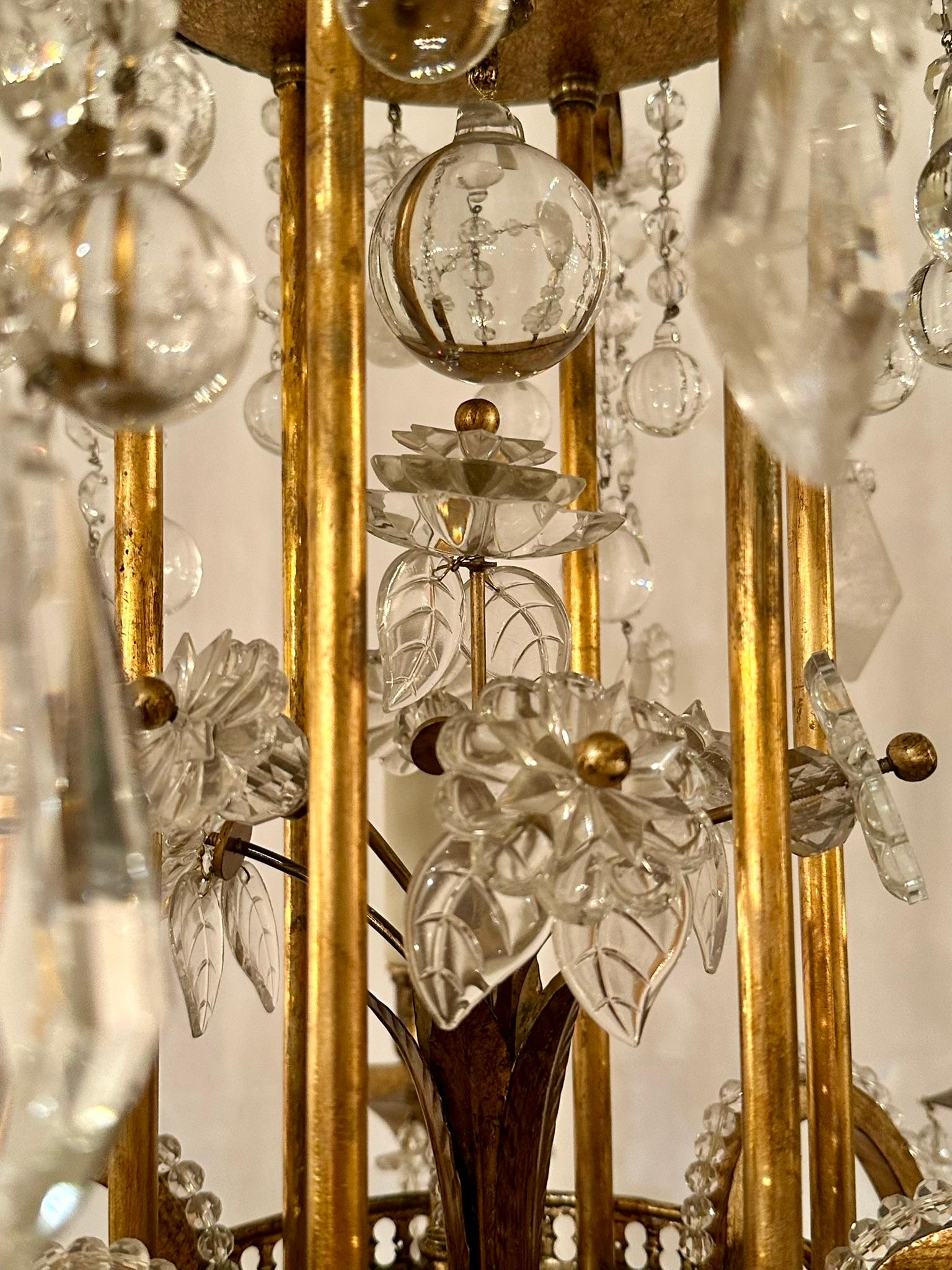 Cristal Antique French Rock Crystal Beaded Chandelier, Circa 1890's en vente