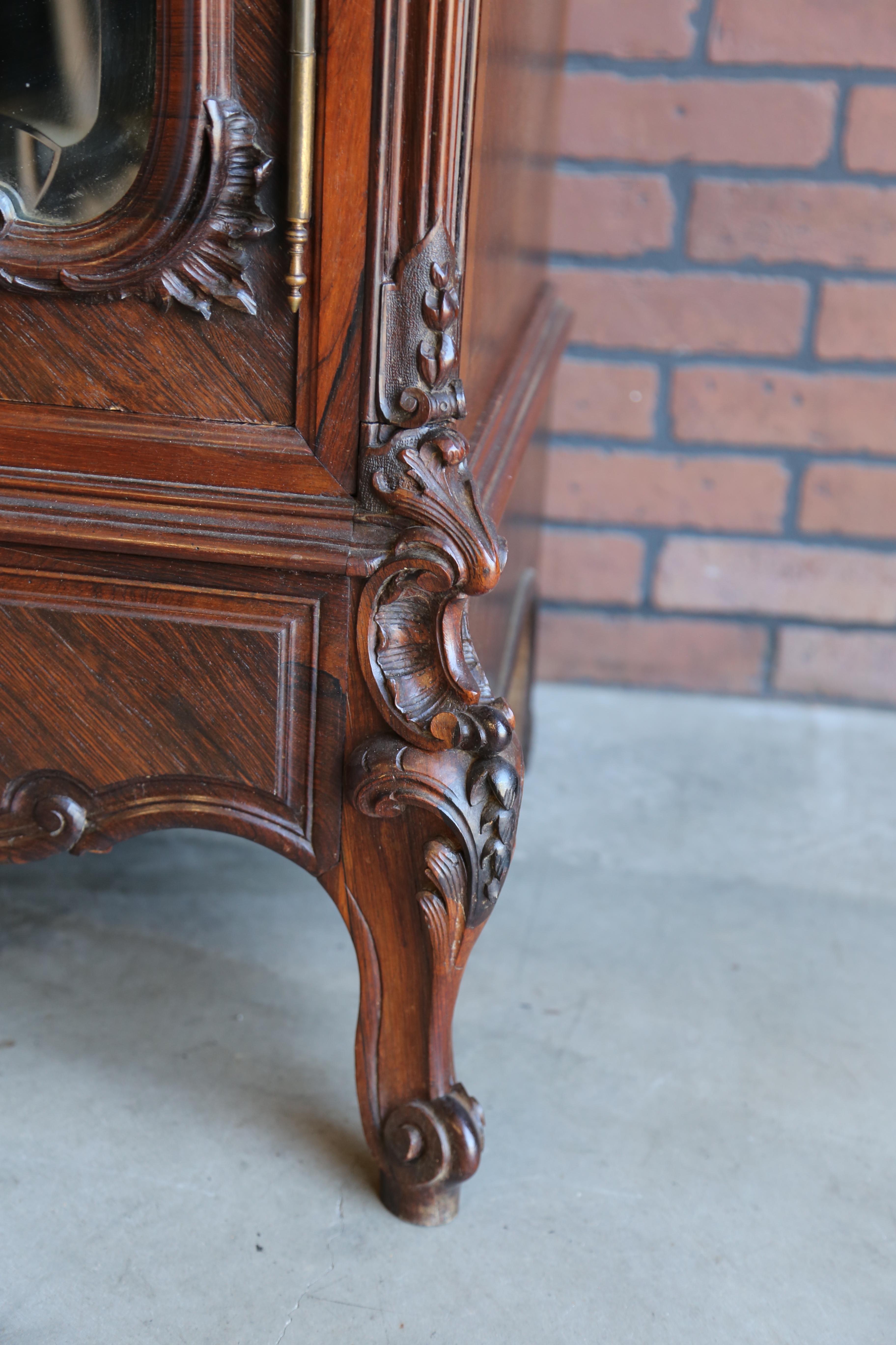 Antique French Rococo Armoire ~ Louis XV 2 Door Armoire ~ Mirrored Door Armoire For Sale 1