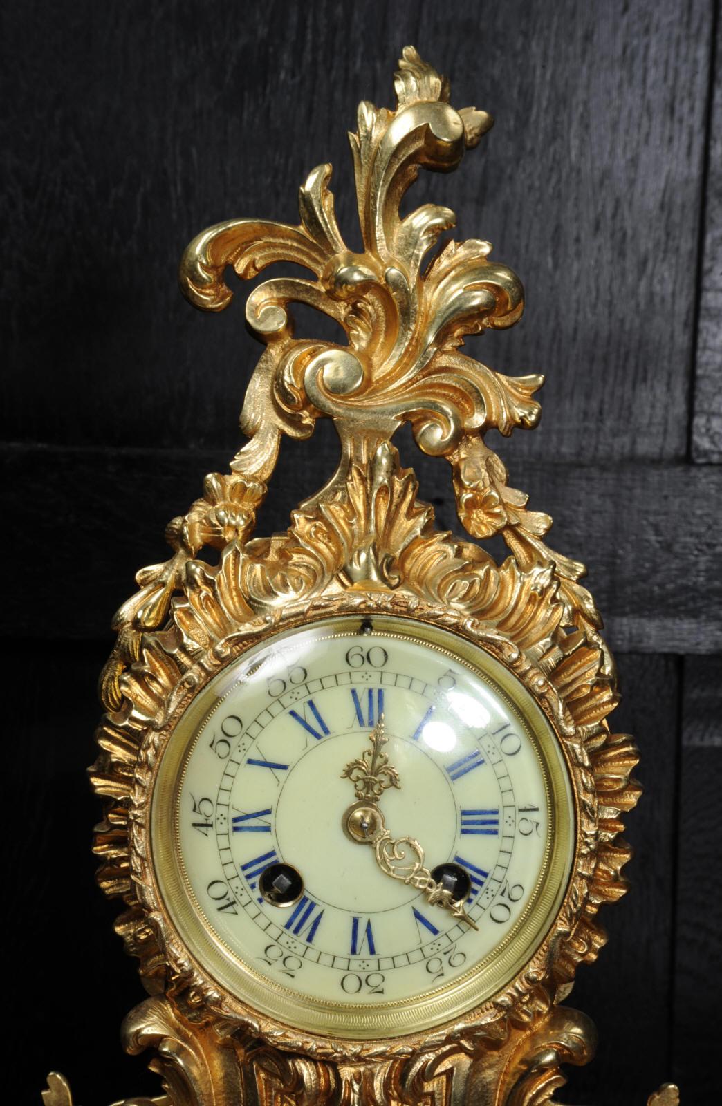 Antique French Rococo Boudoir Clock by Vincenti 3