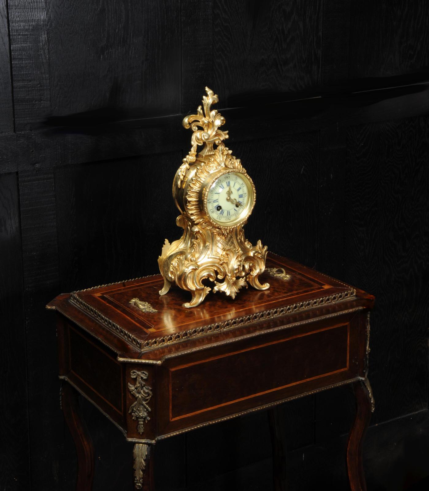 Antique French Rococo Boudoir Clock by Vincenti In Good Condition In Belper, Derbyshire