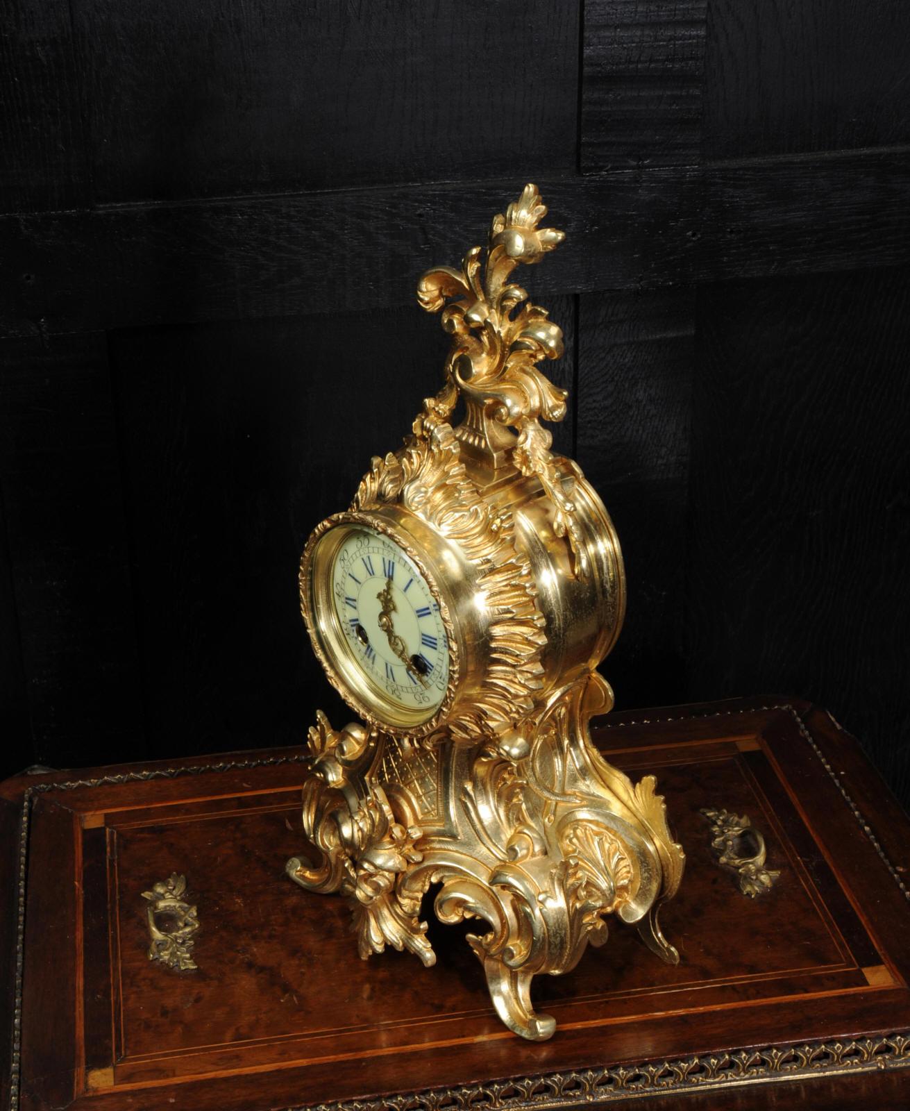 19th Century Antique French Rococo Boudoir Clock by Vincenti