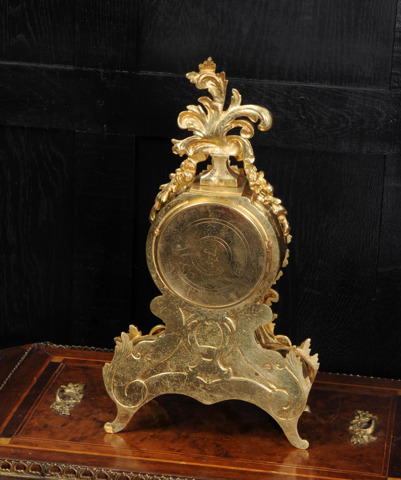 Antique French Rococo Boudoir Clock by Vincenti 2