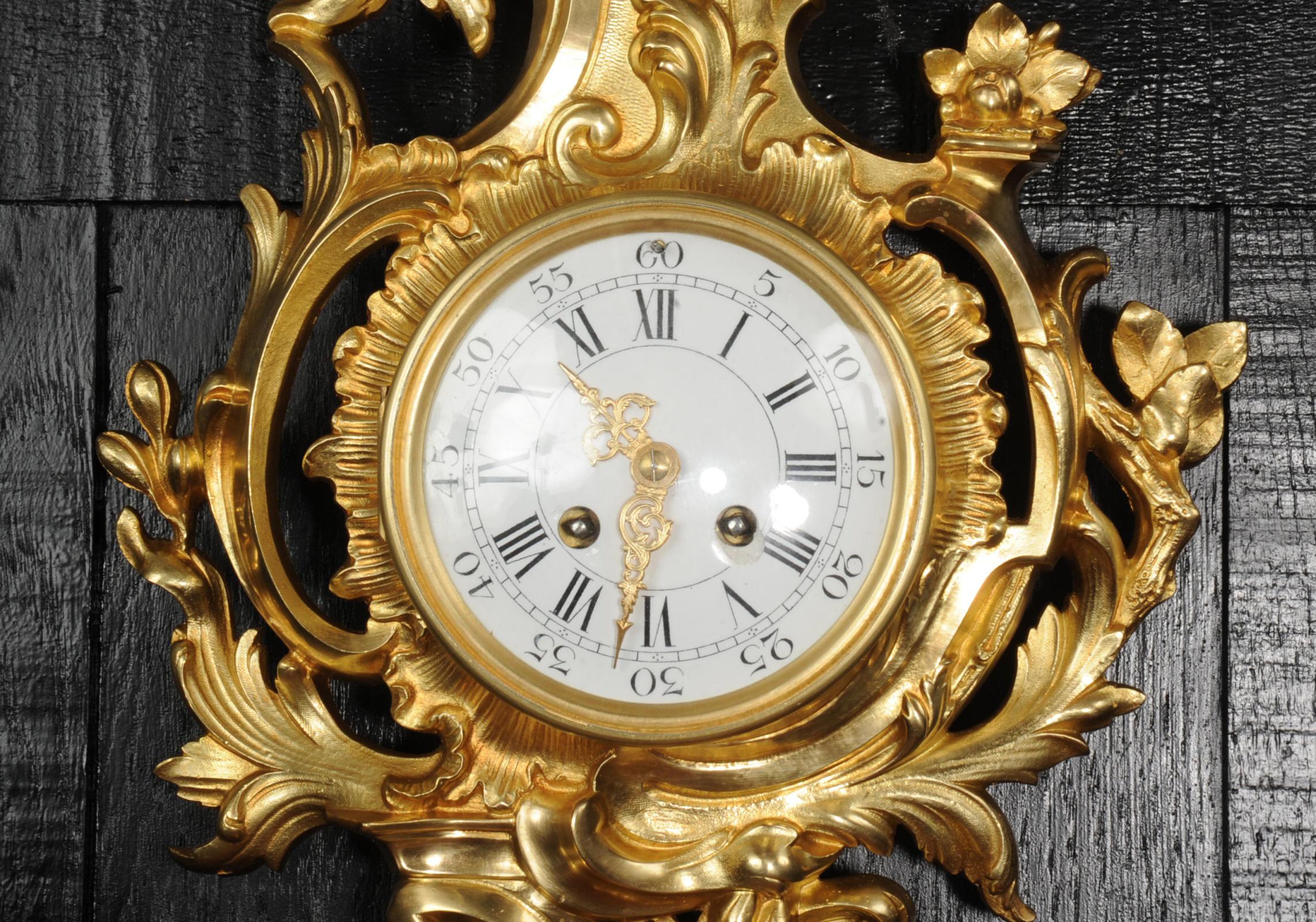 Antique French Rococo Cartel Wall Clock by Vincenti 4