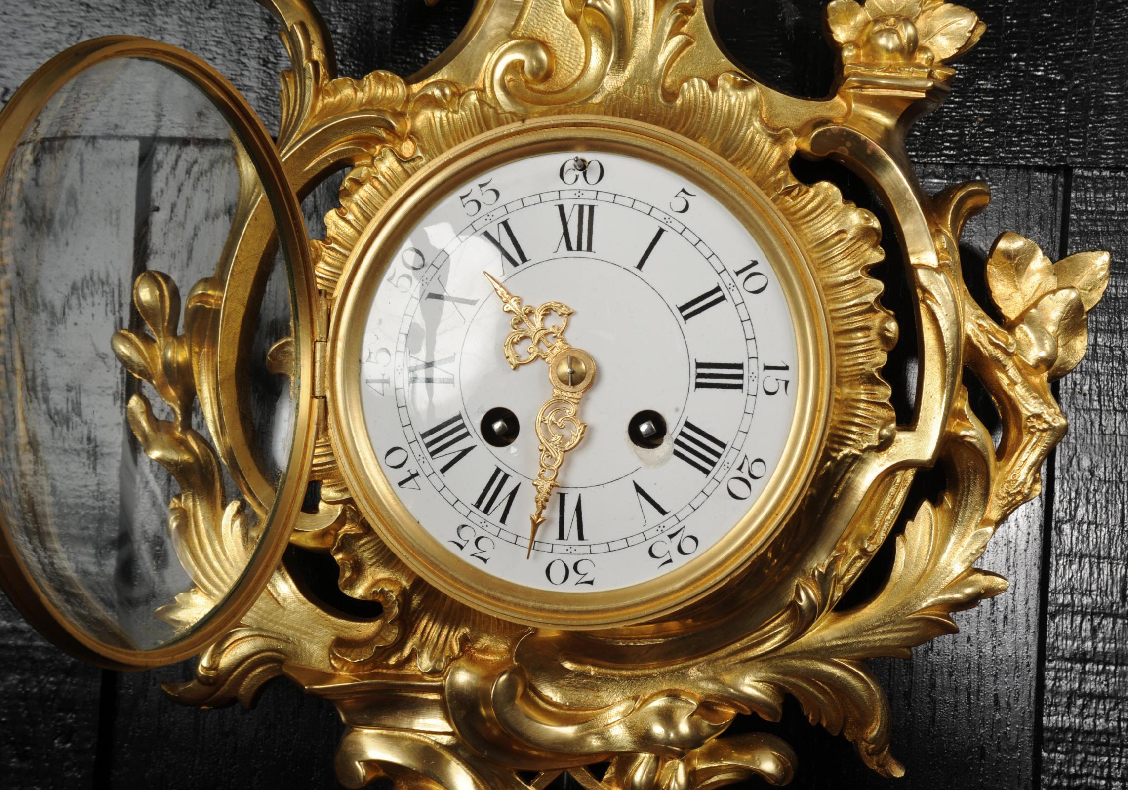 Antique French Rococo Cartel Wall Clock by Vincenti 5