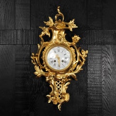 Antico orologio da parete French Rococo Cartel di Vincenti