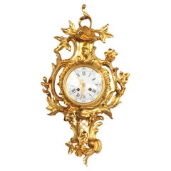 Antique French Rococo Cartel Wall Clock by Vincenti