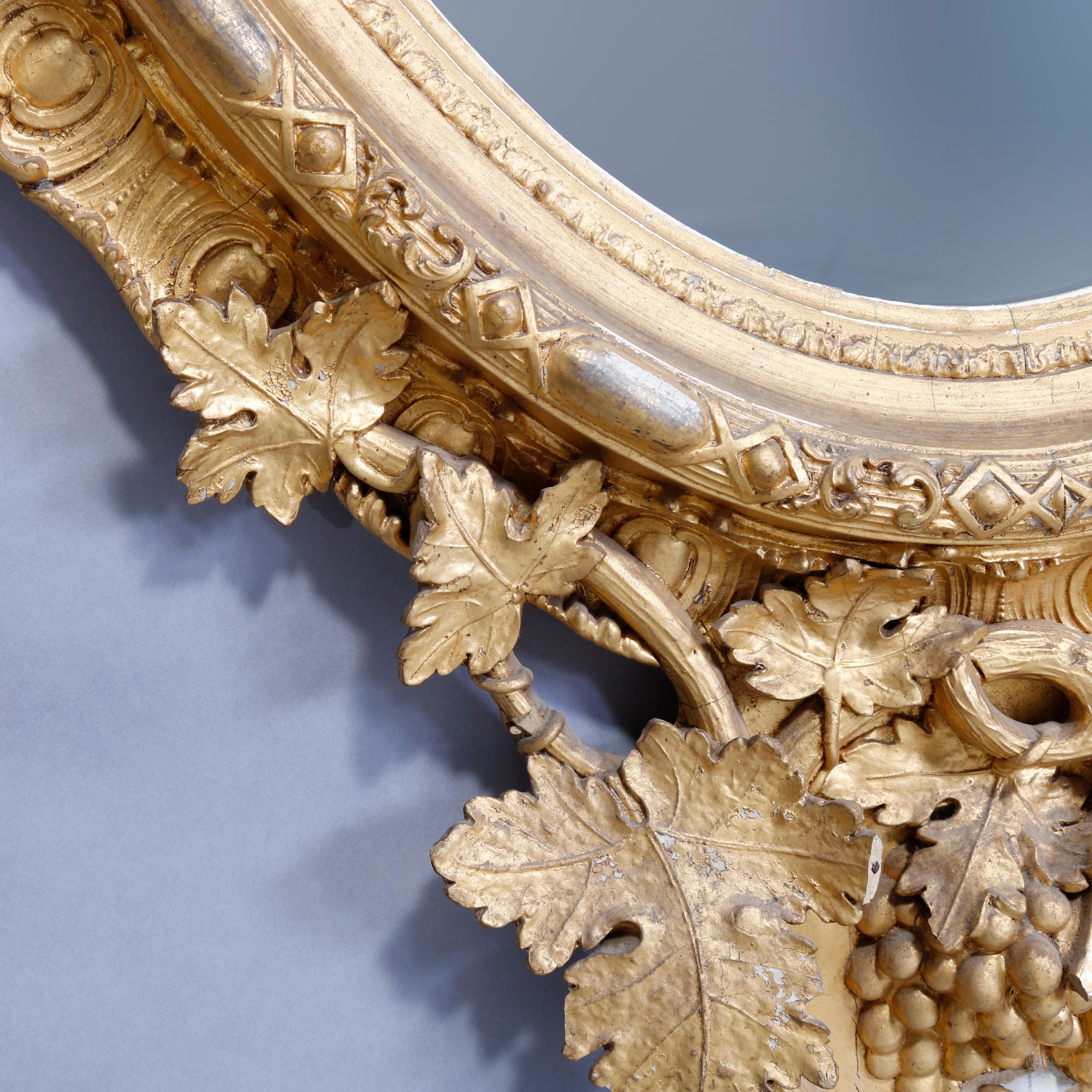 Antique French Rococo Carved Giltwood Grape and Vine Wall Mirror, circa 1880 10