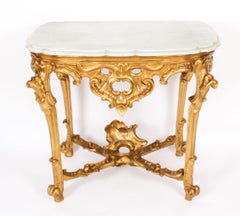 Antique French Rococo Carved Giltwood Console Pier Table 18th Century