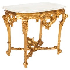 Antique French Rococo Mesa consola de madera de giltwood tallada Siglo XVIII