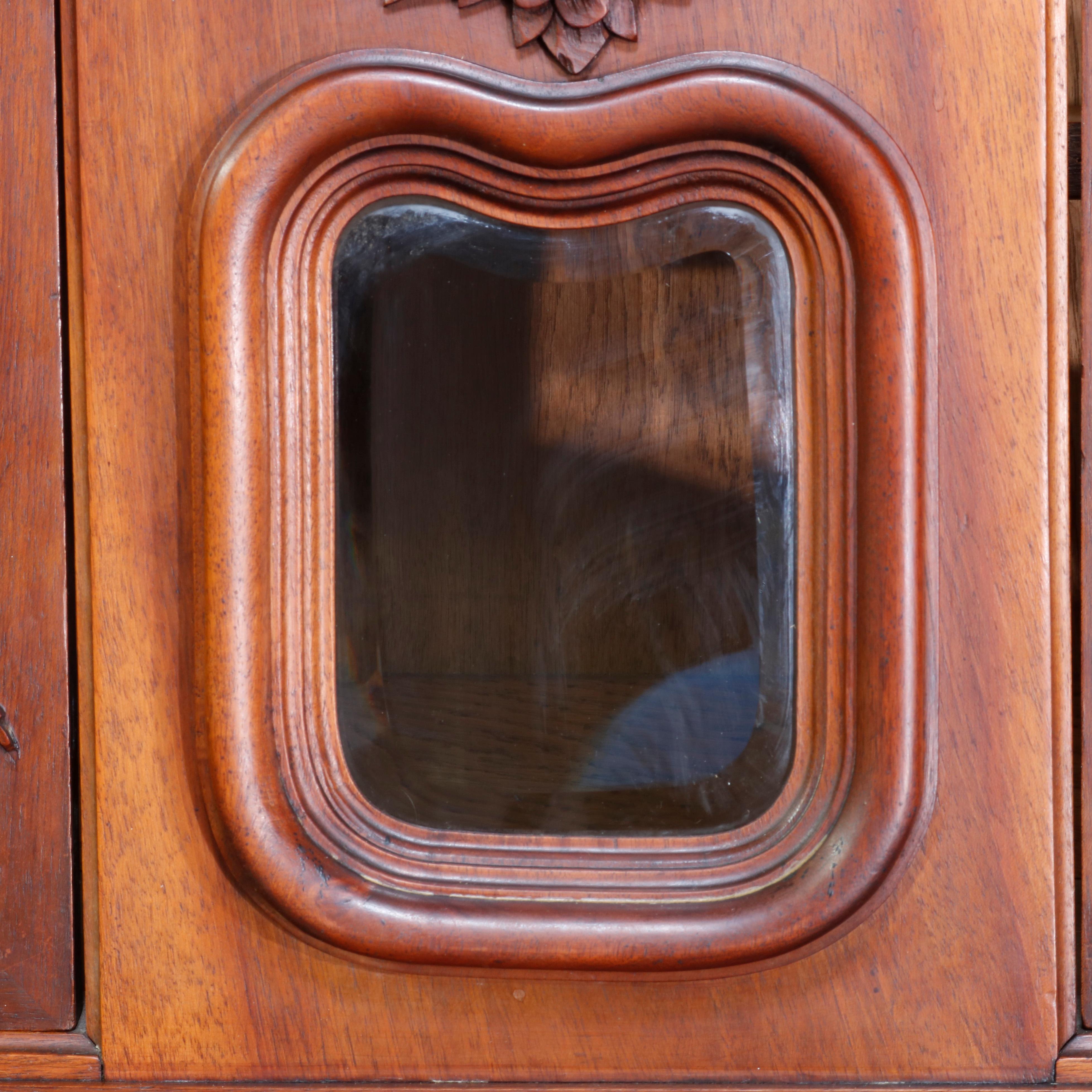 Antique French Rococo Carved Walnut Step Back Cupboard, 19th Century 9