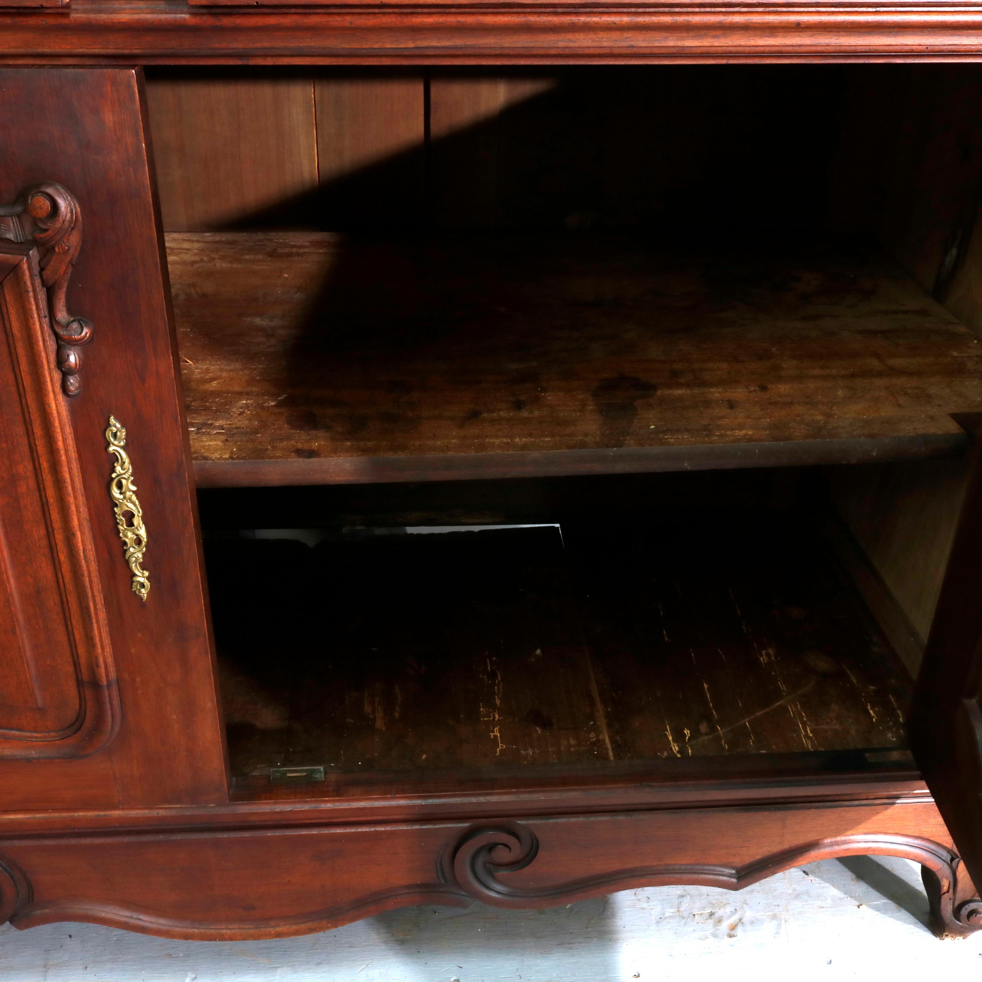 Antique French Rococo Carved Walnut Step Back Hunt Cupboard, 19th Century 8