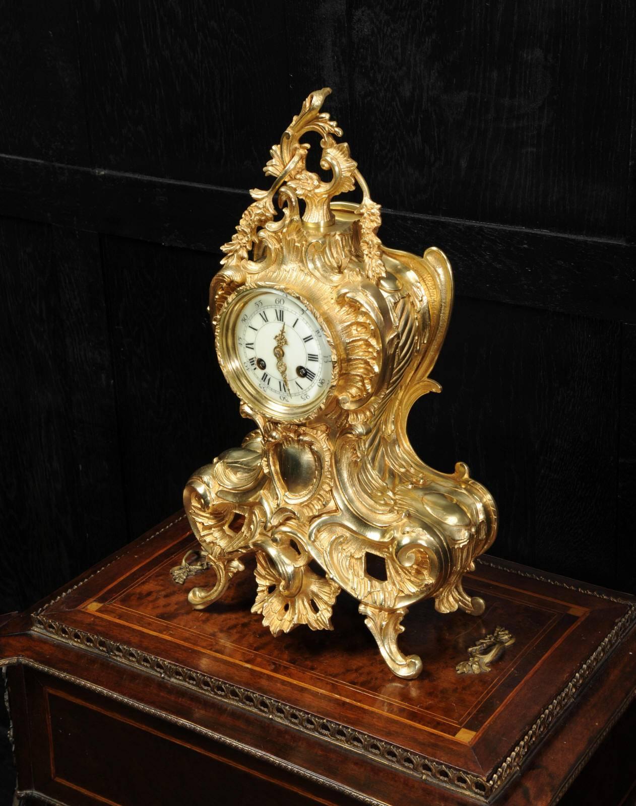 Antique French Rococo Clock In Excellent Condition In Belper, Derbyshire