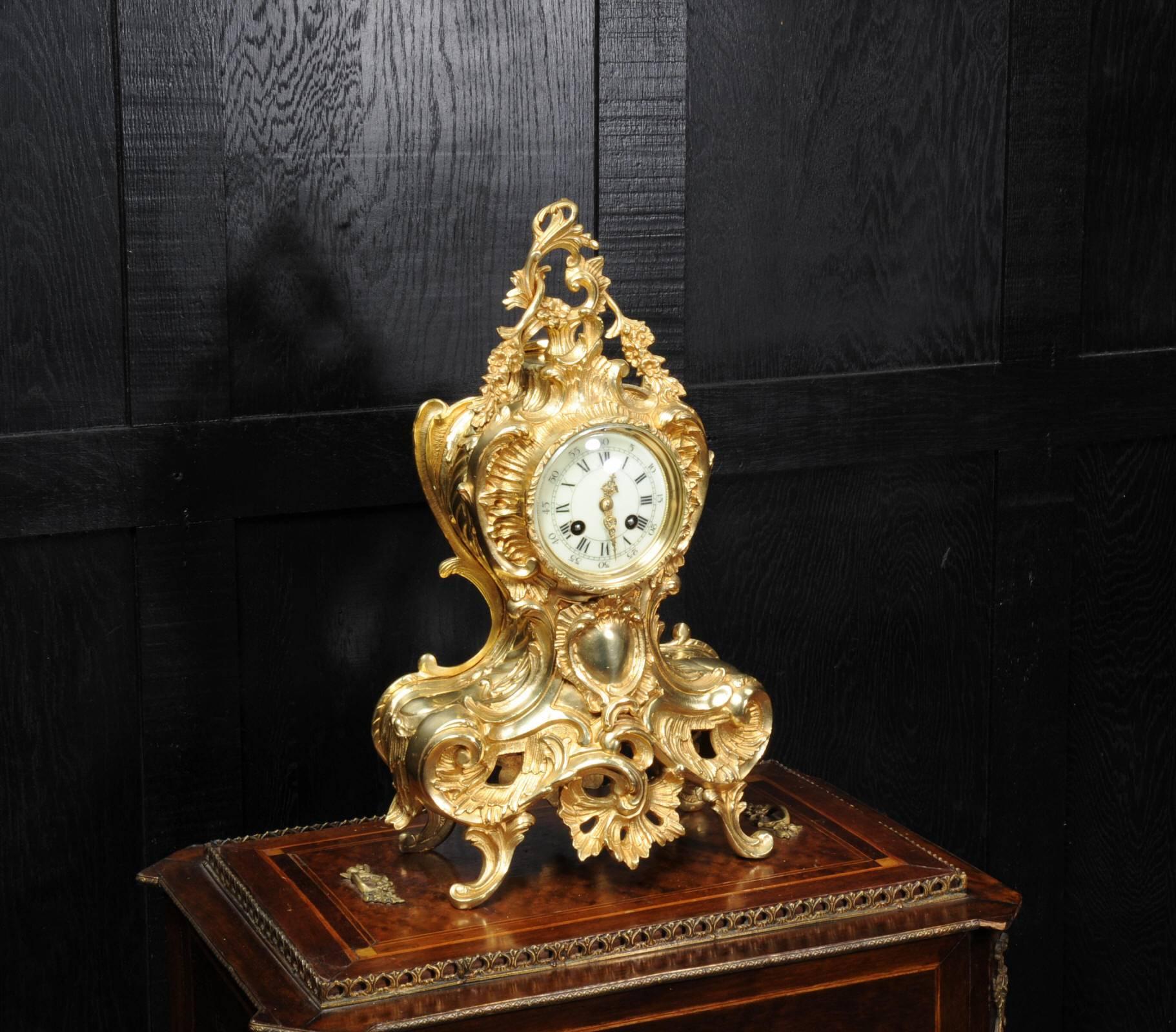 Bronze Antique French Rococo Clock