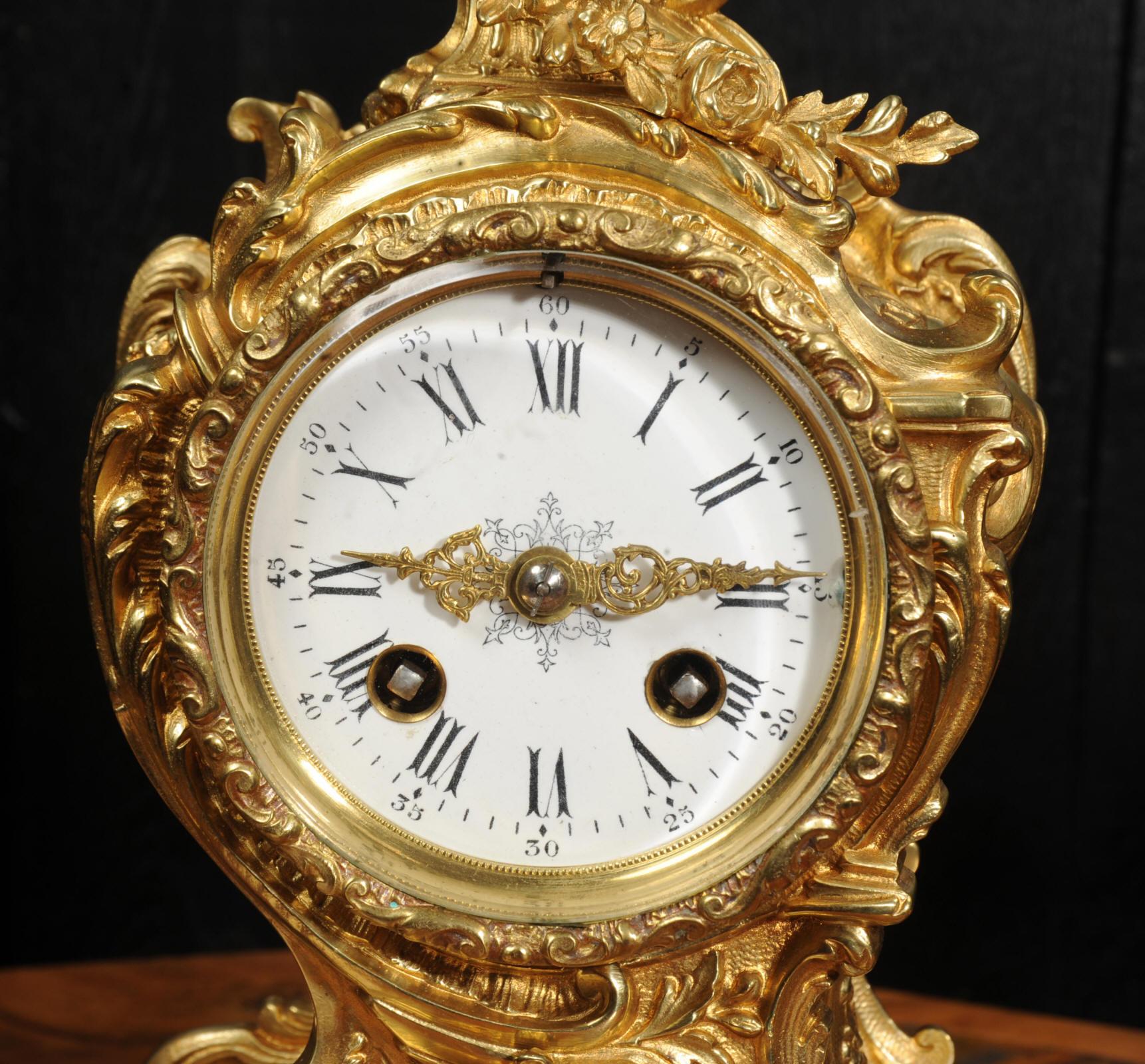 Antique French Rococo Clock Set by Louis Japy 11