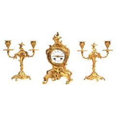 Antique French Rococo Clock Set by Louis Japy