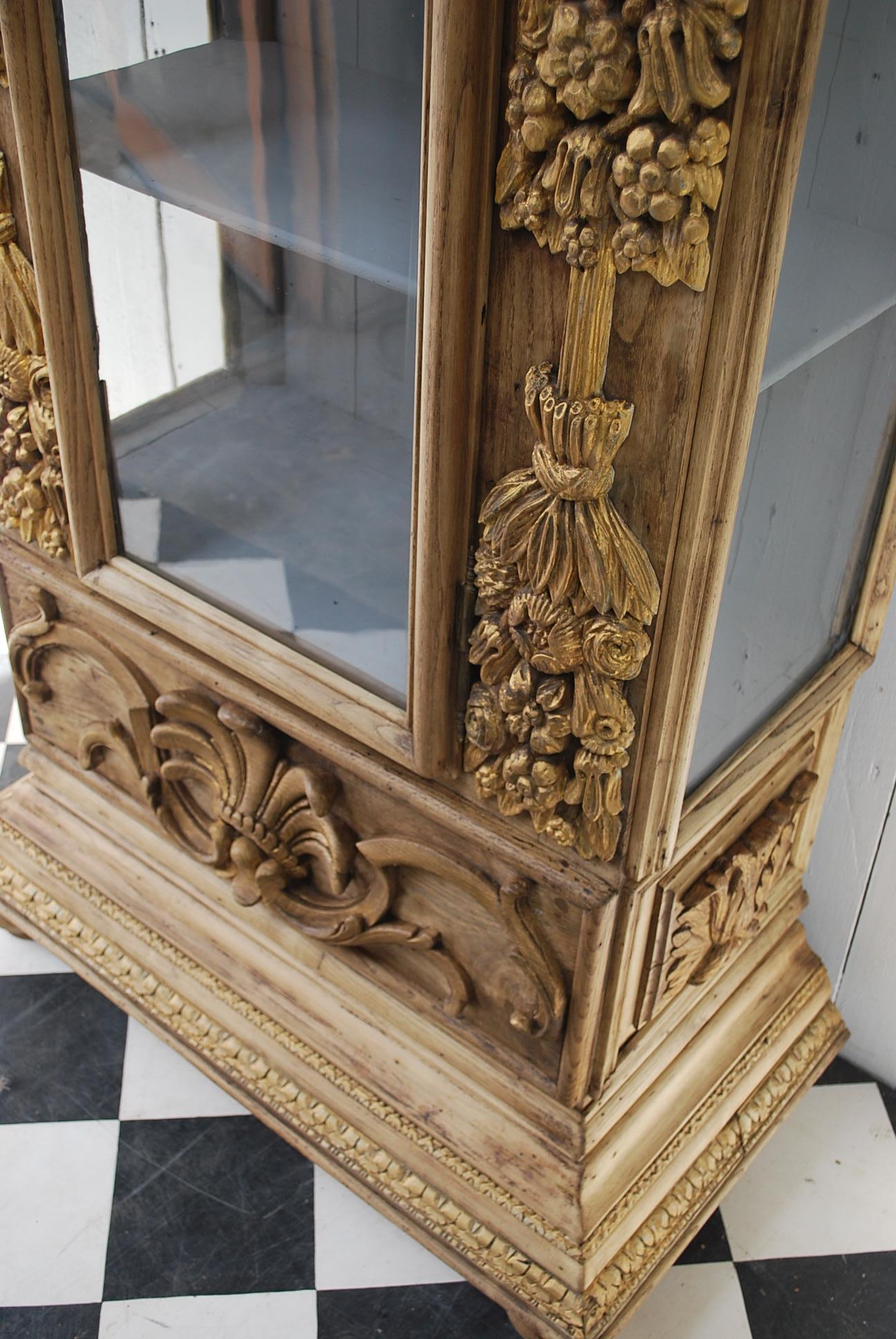 Oak Antique French Rococo Display Cabinet