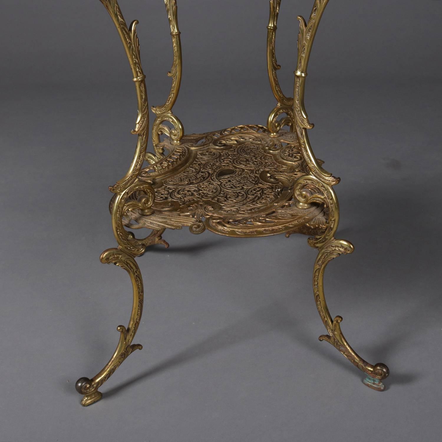 19th Century Antique French Rococo Gilt Two-Tier Scroll and Foliate Plant Stand, circa 1880