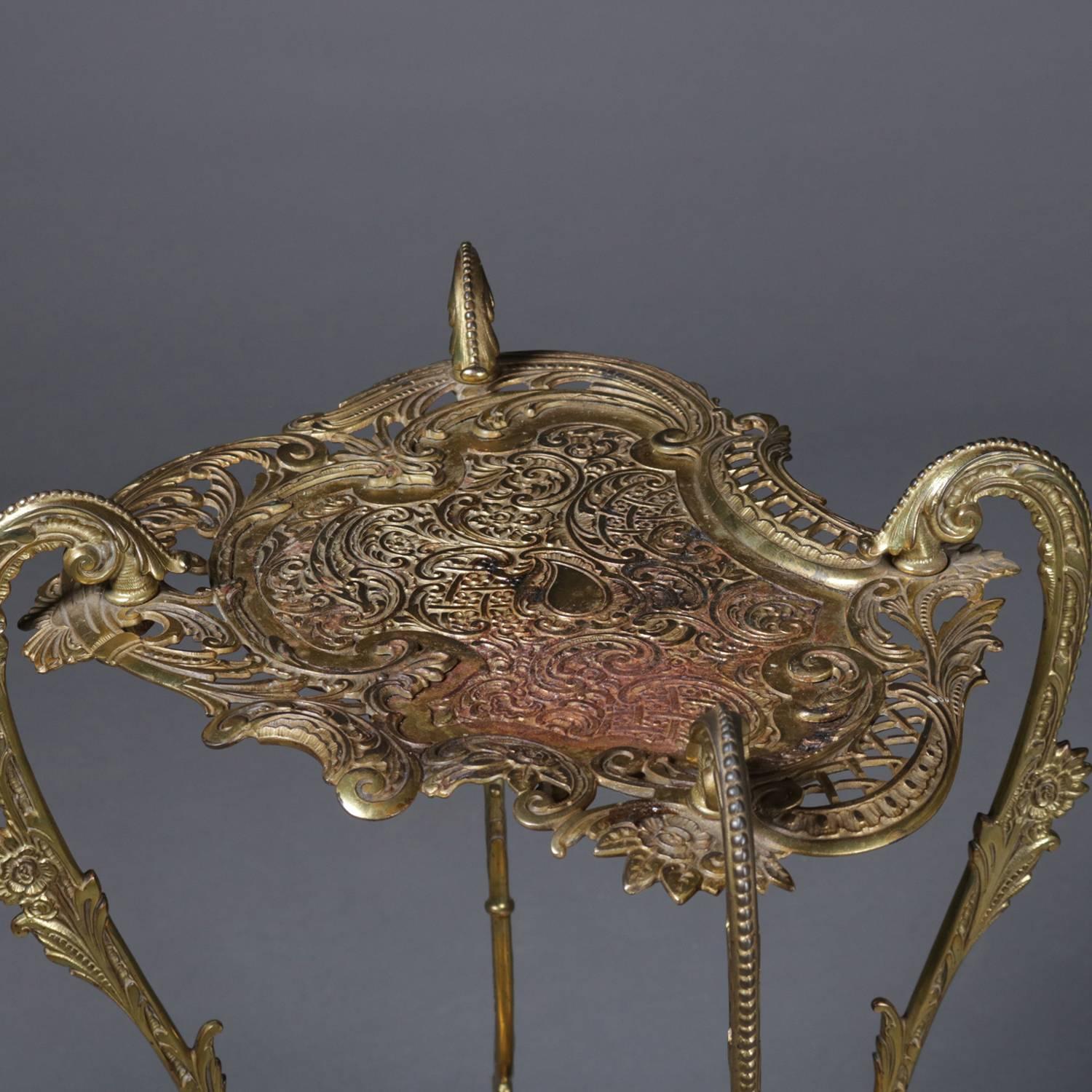 Antique French Rococo Gilt Two-Tier Scroll and Foliate Plant Stand, circa 1880 1