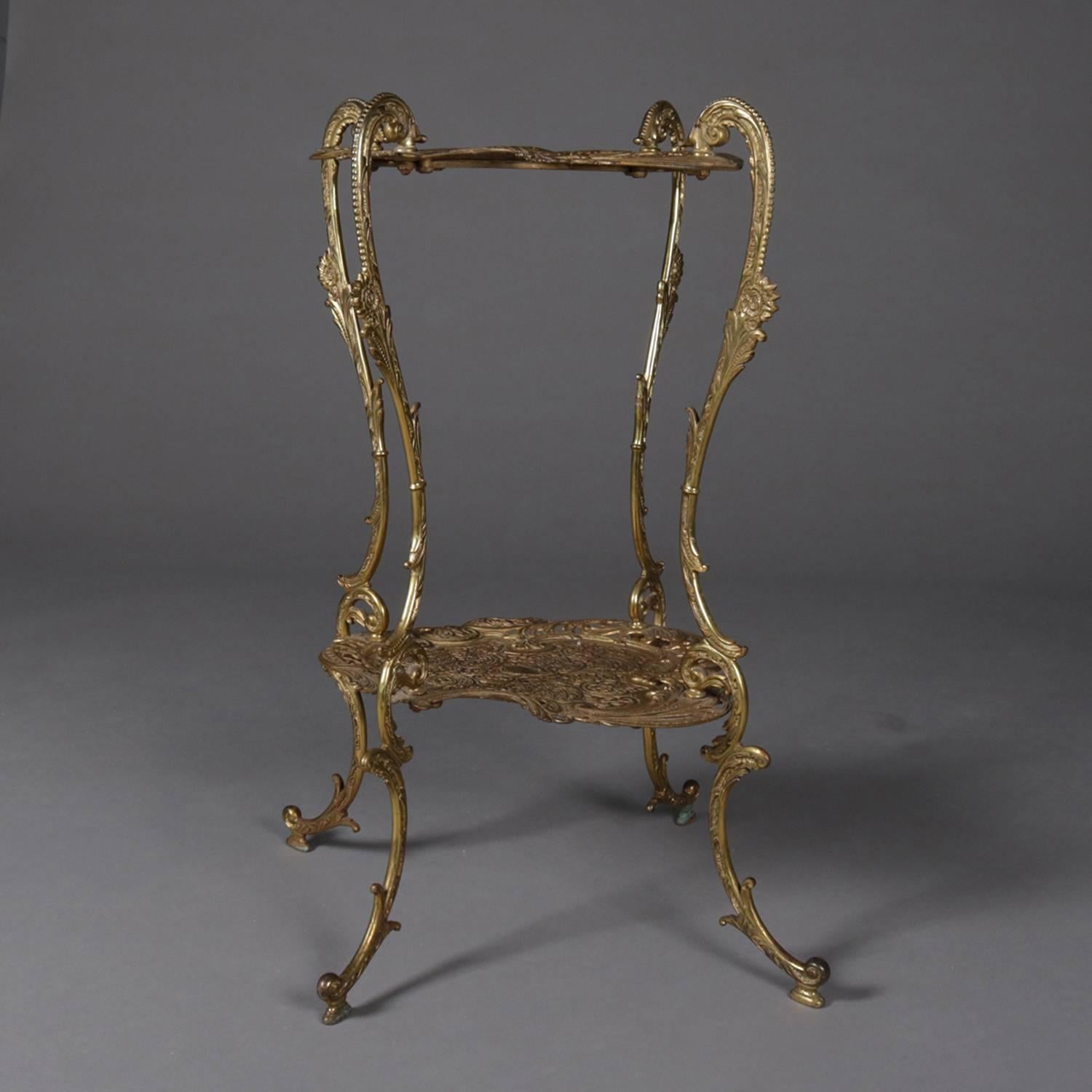 Antique French Rococo Gilt Two-Tier Scroll and Foliate Plant Stand, circa 1880 3